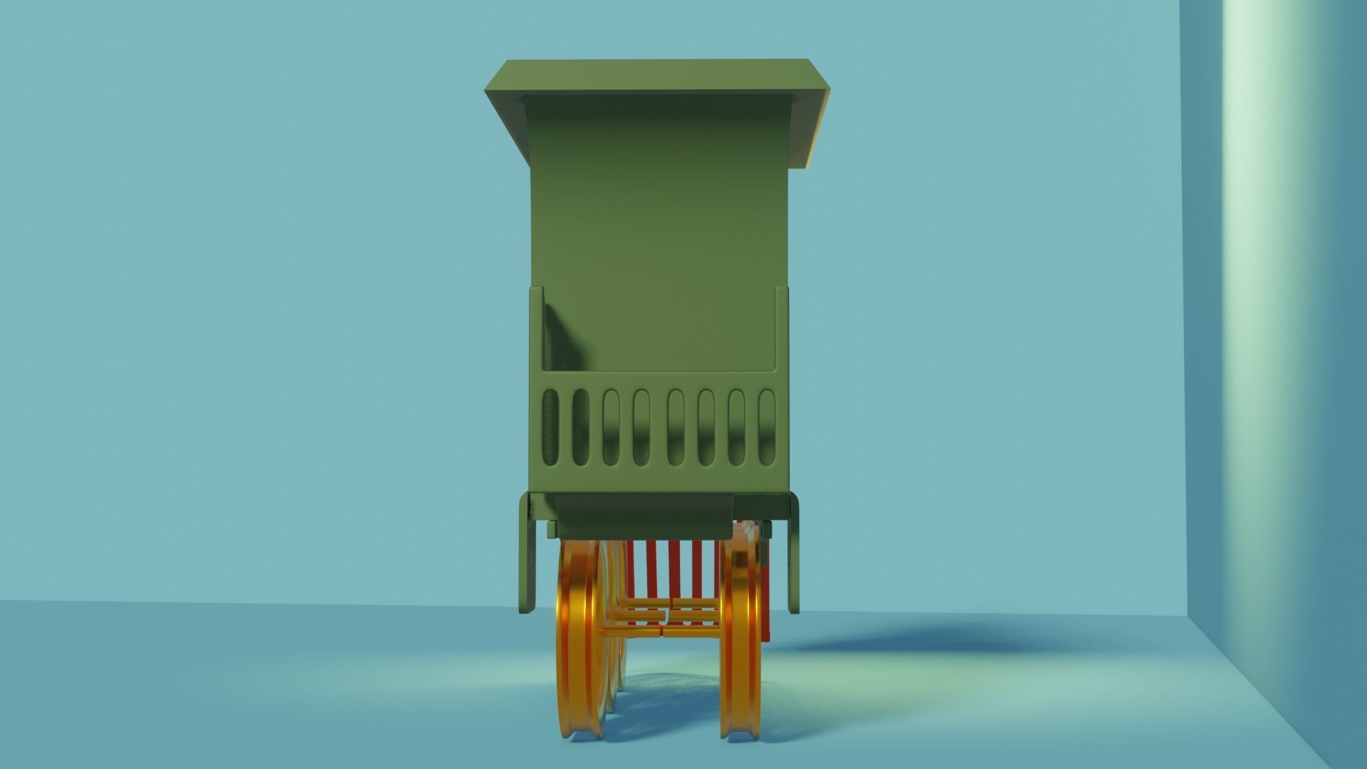 cartoon Stylized Toy Train 3D model_2