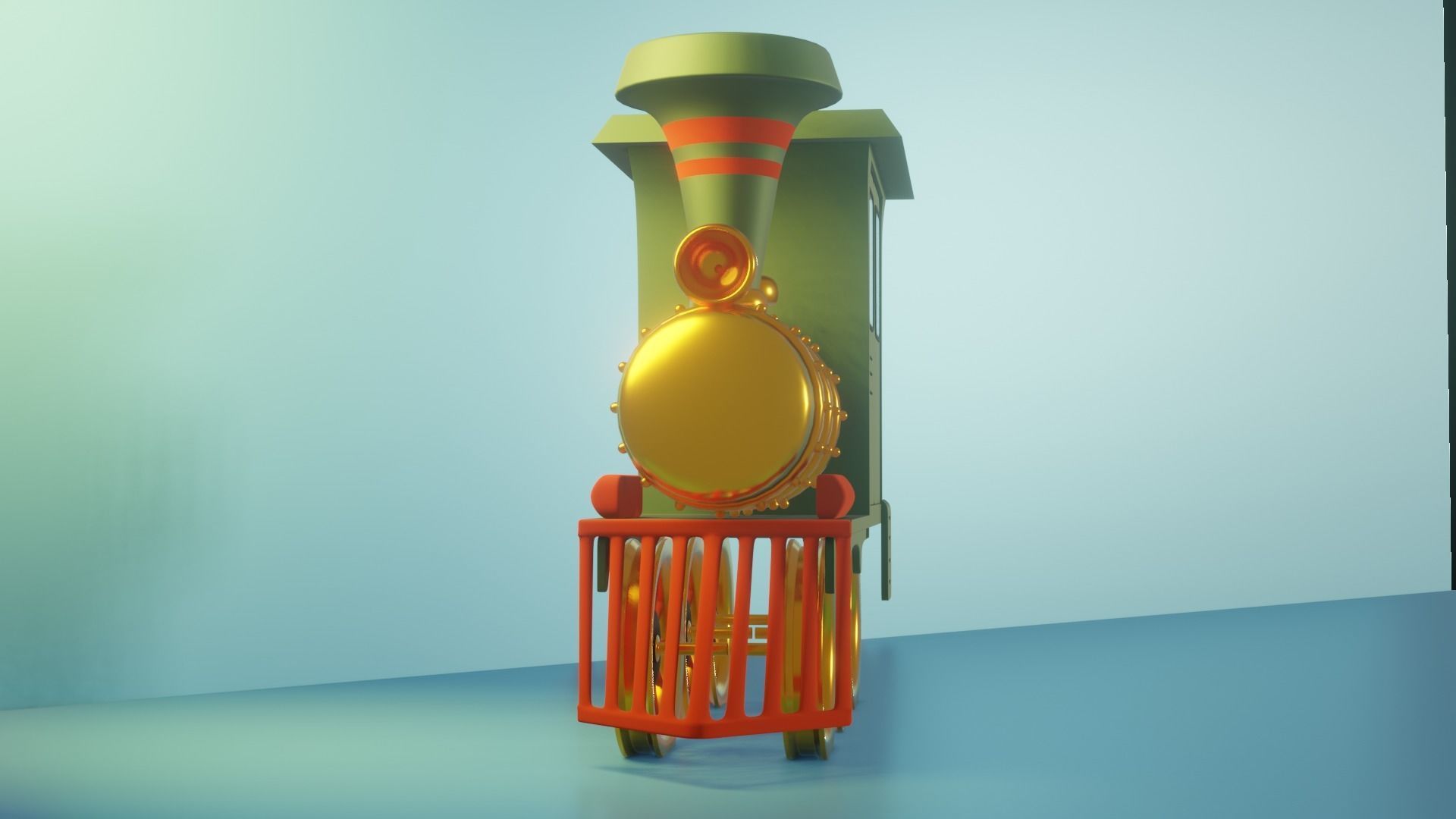 cartoon Stylized Toy Train 3D model_1