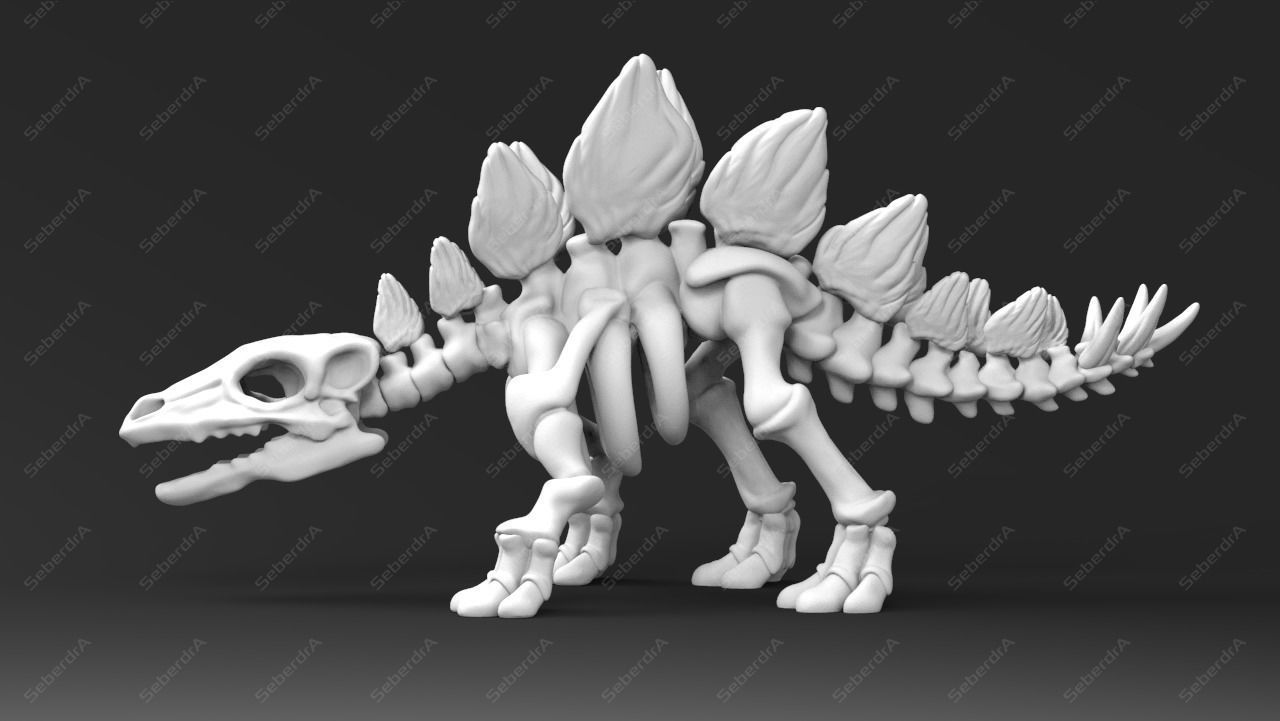 Cute Stegosaurus Skeleton STL for 3D print model 3D print model_2