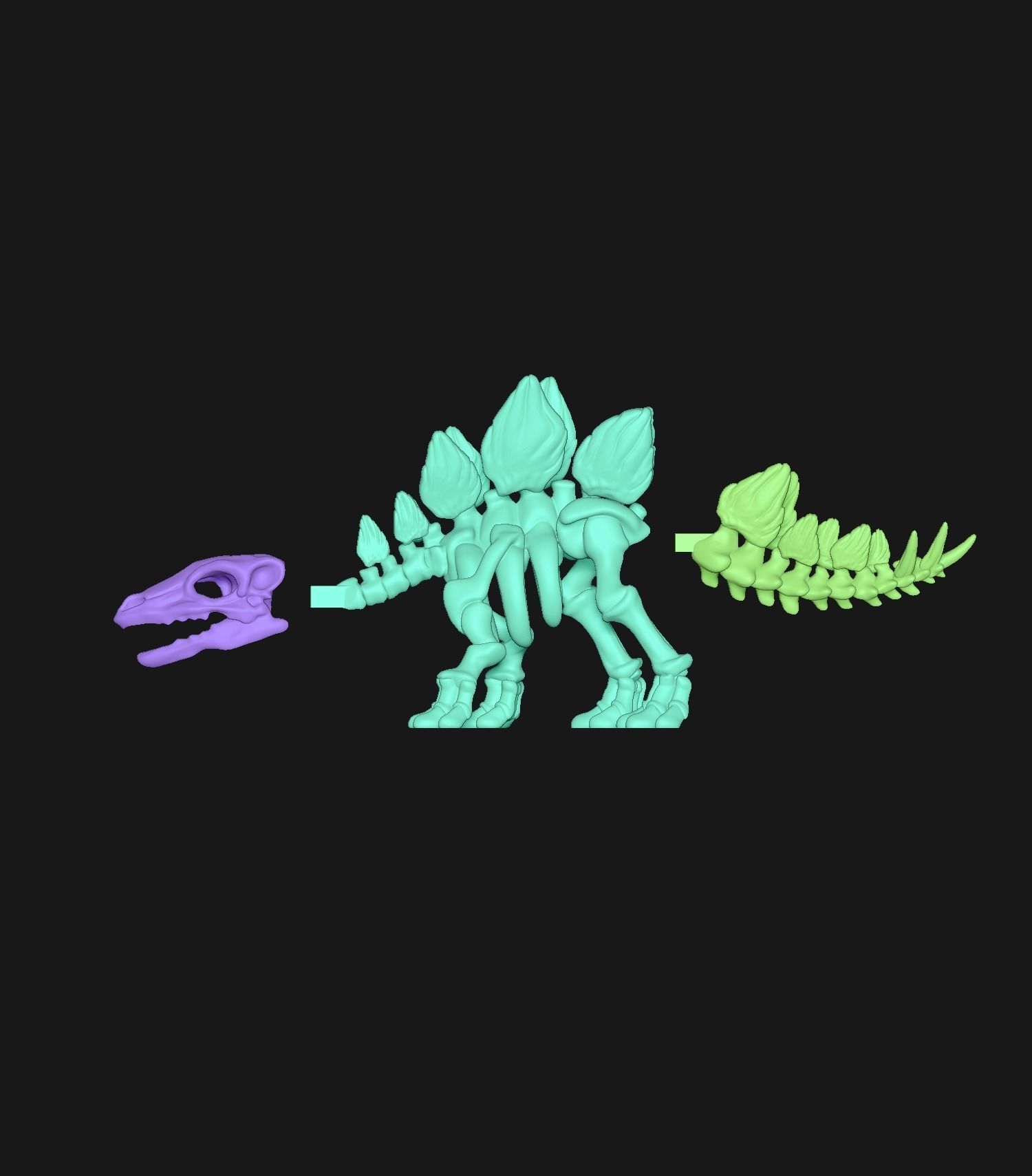 Cute Stegosaurus Skeleton STL for 3D print model 3D print model_4