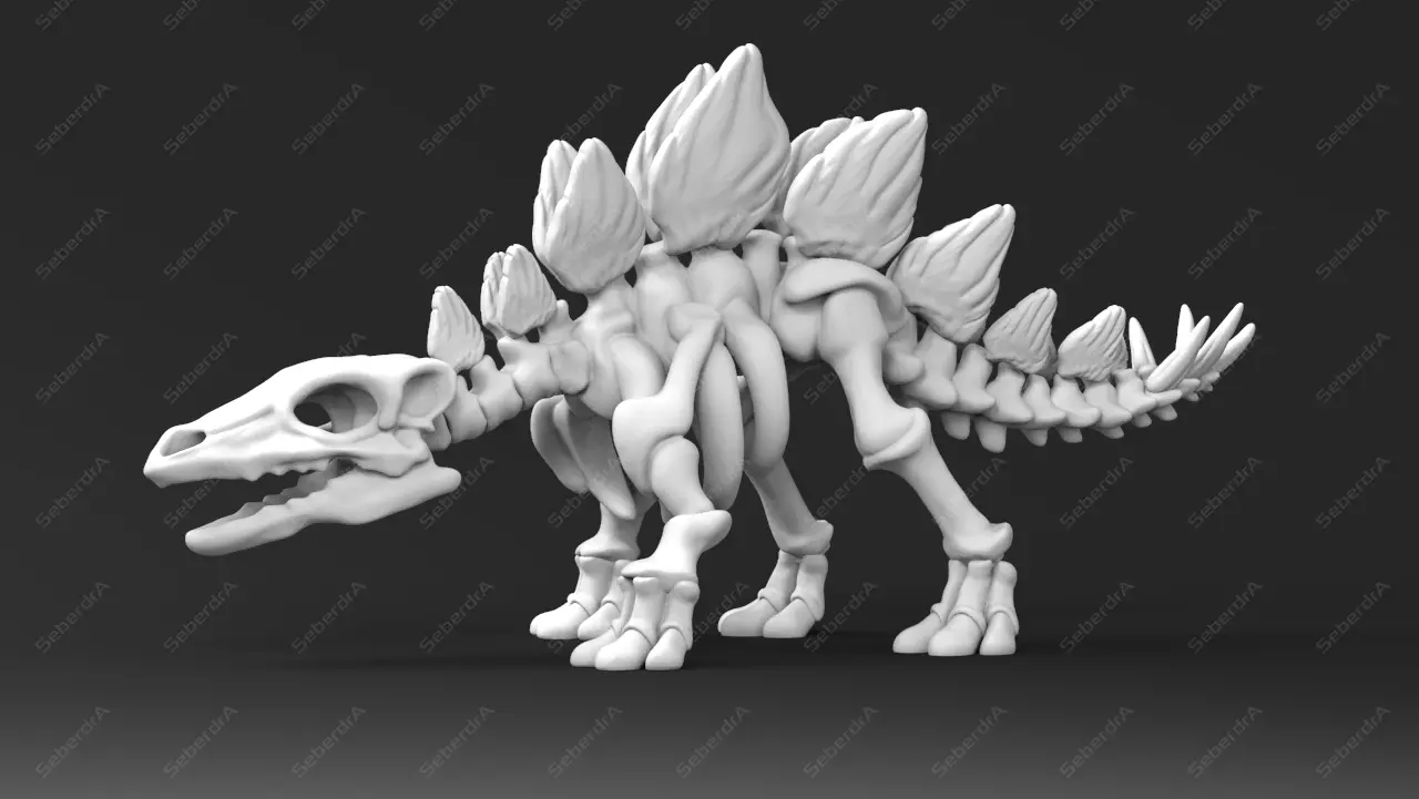 Cute Stegosaurus Skeleton STL for 3D print model 3D print model_0