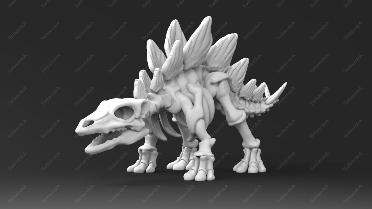 Cute Stegosaurus Skeleton STL for 3D print model 3D print model_1
