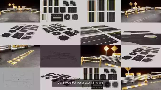 City Streets Full Asset pack 3D Model Collection