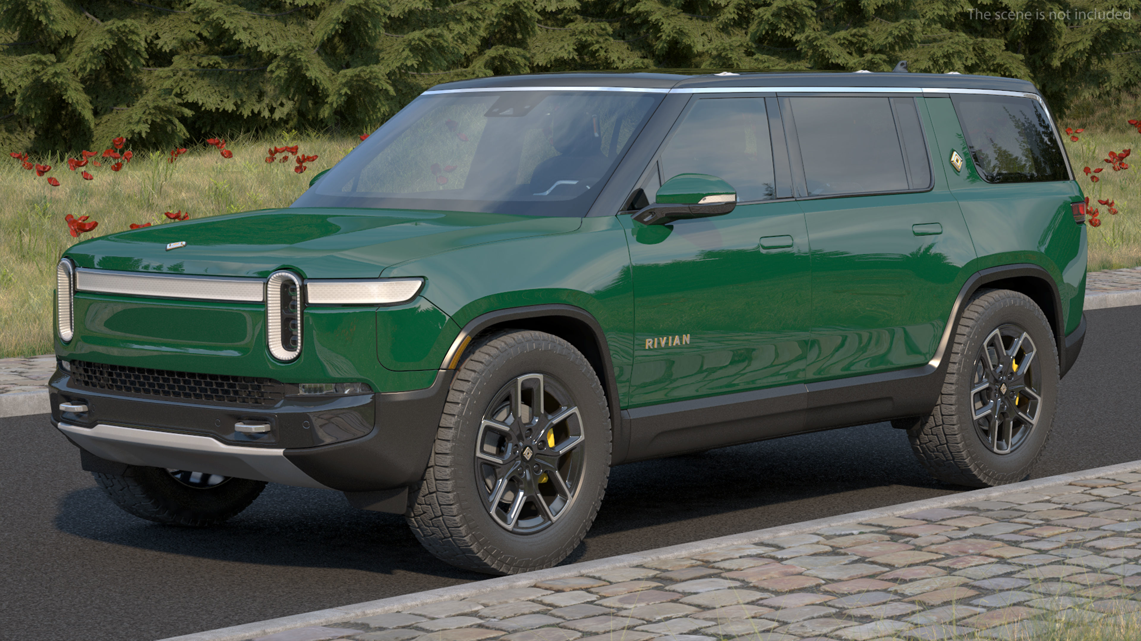 2023 Rivian R1S Simple Interior Green 3D model_4