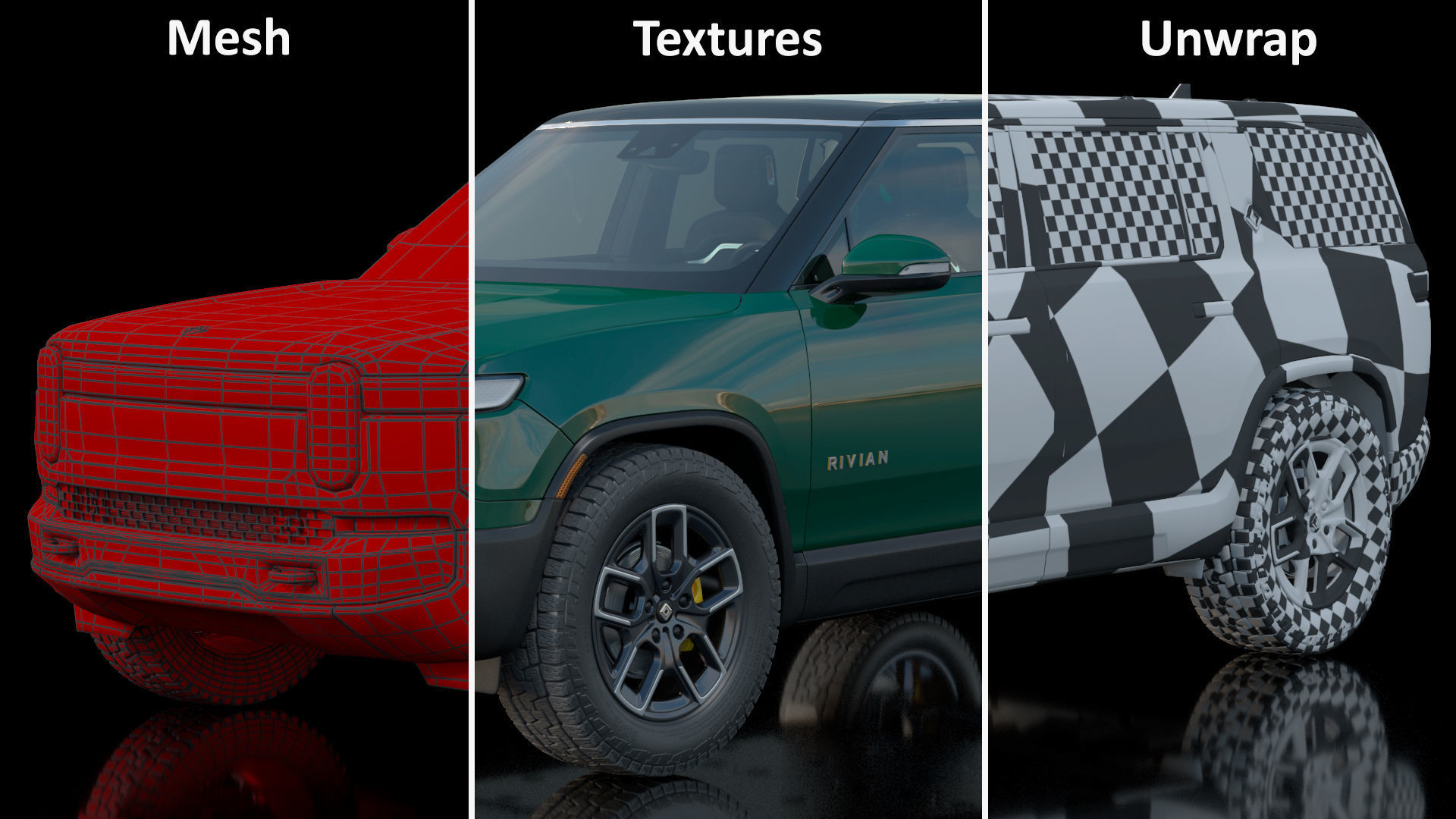 2023 Rivian R1S Simple Interior Green 3D model_24