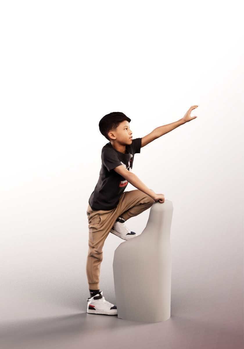 Joey 14478 -  Mediterranean Boy Playing On Climbing Frame Low-poly 3D model_2