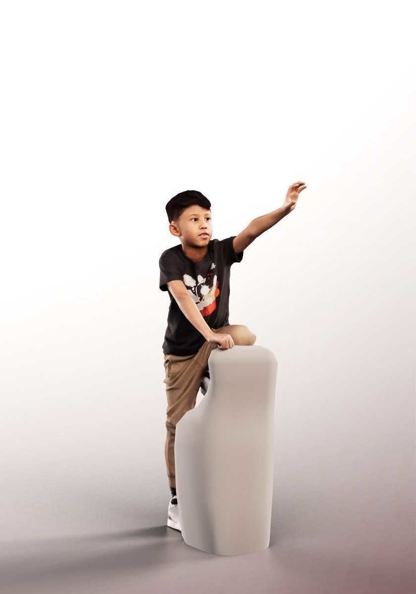 Joey 14478 -  Mediterranean Boy Playing On Climbing Frame Low-poly 3D model_1