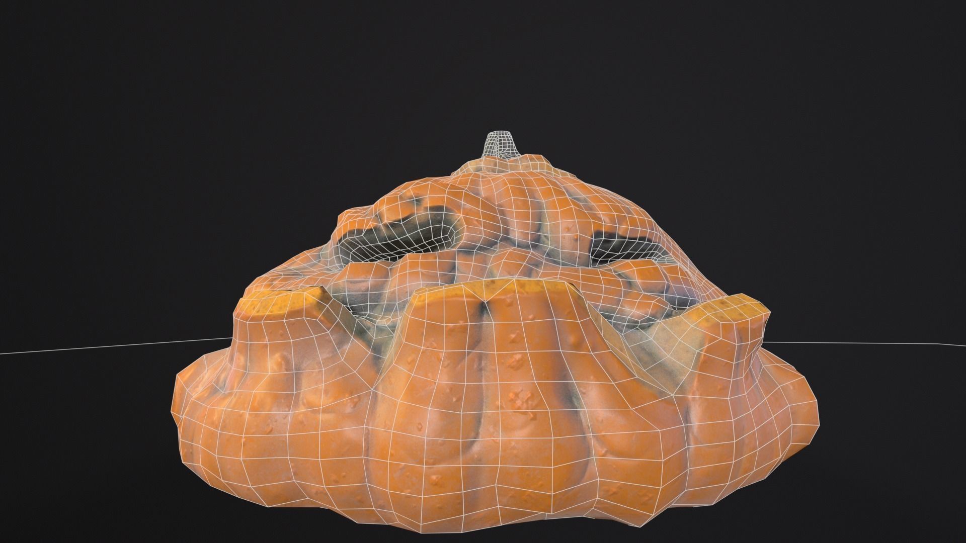 Halloween Rotten Pumpkin Low-poly 3D model_20