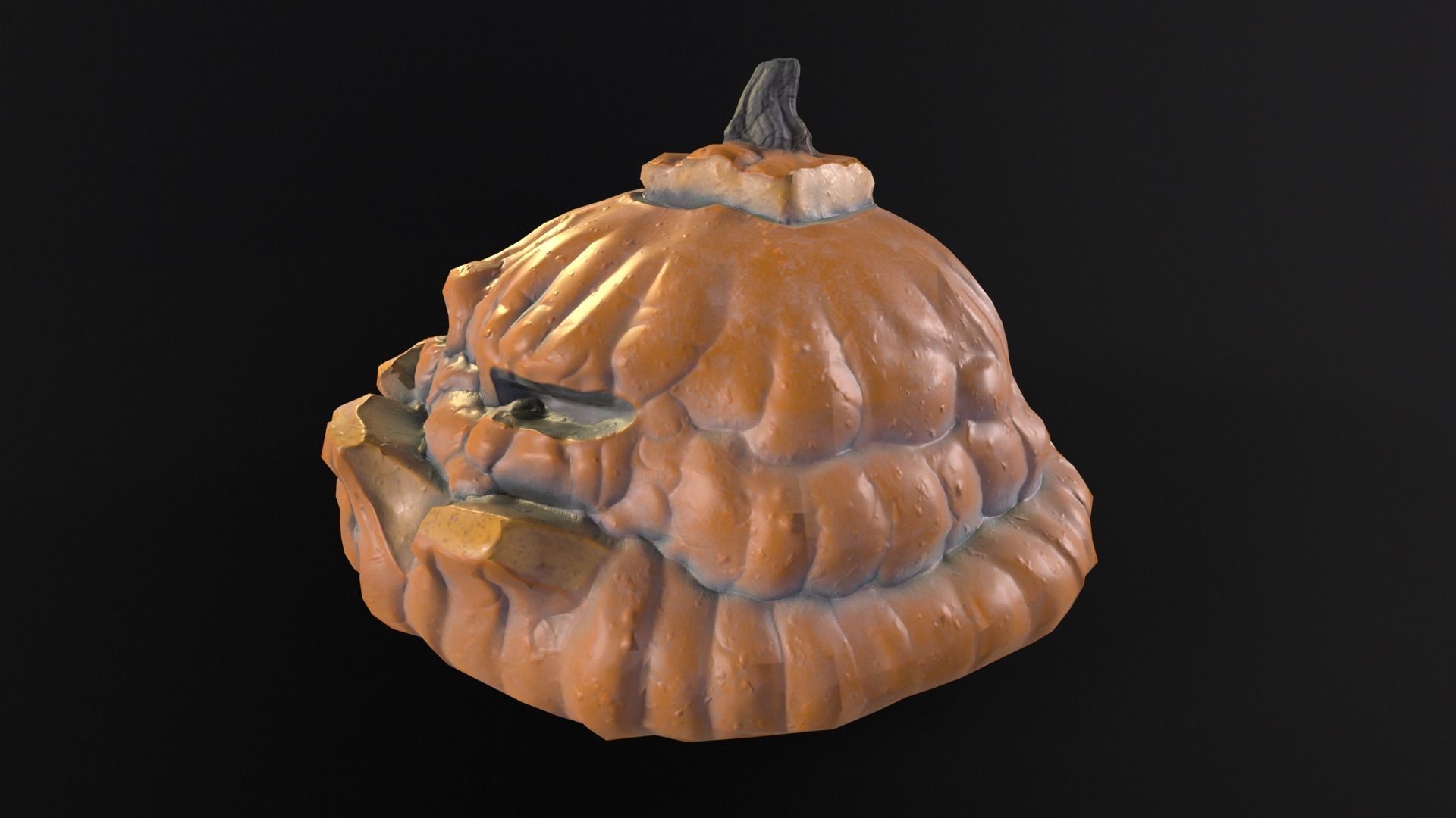 Halloween Rotten Pumpkin Low-poly 3D model_9