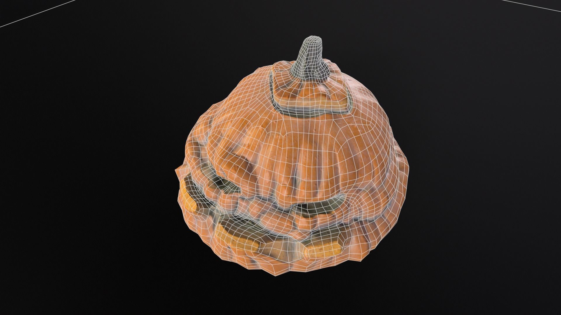 Halloween Rotten Pumpkin Low-poly 3D model_19