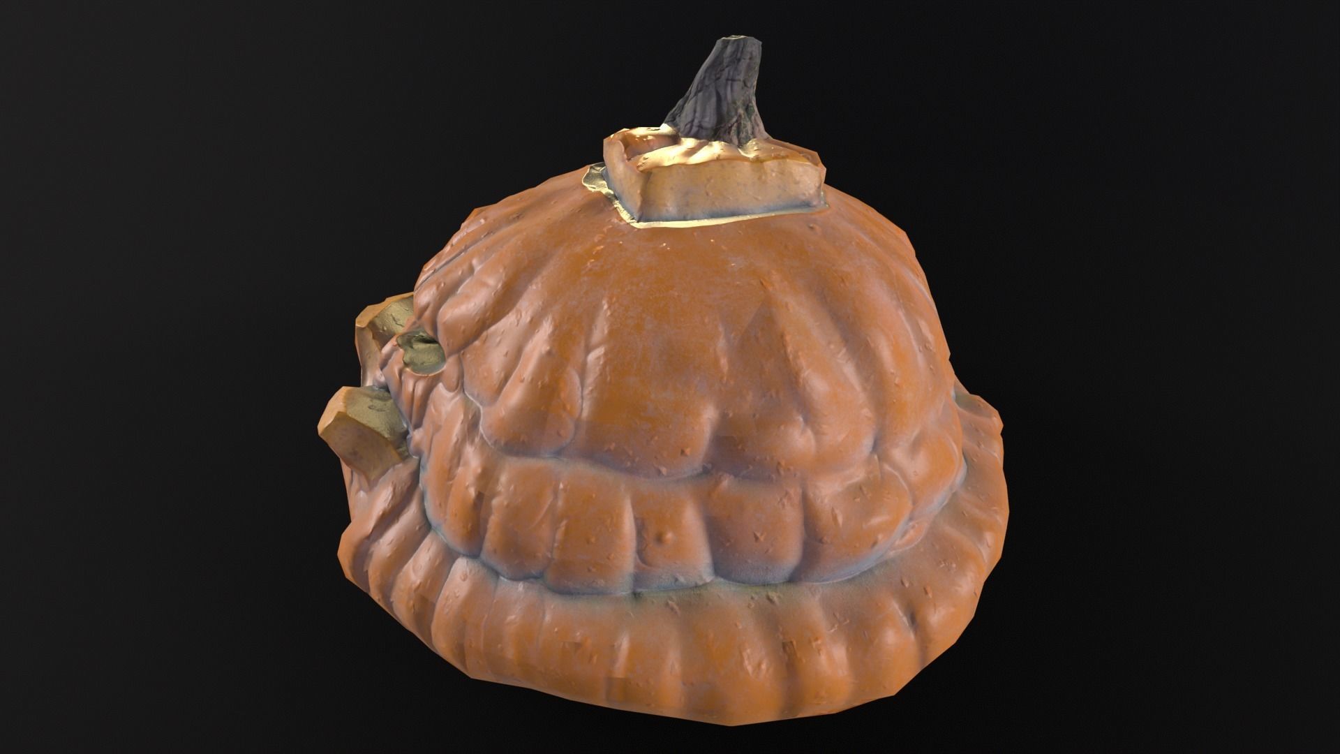 Halloween Rotten Pumpkin Low-poly 3D model_8