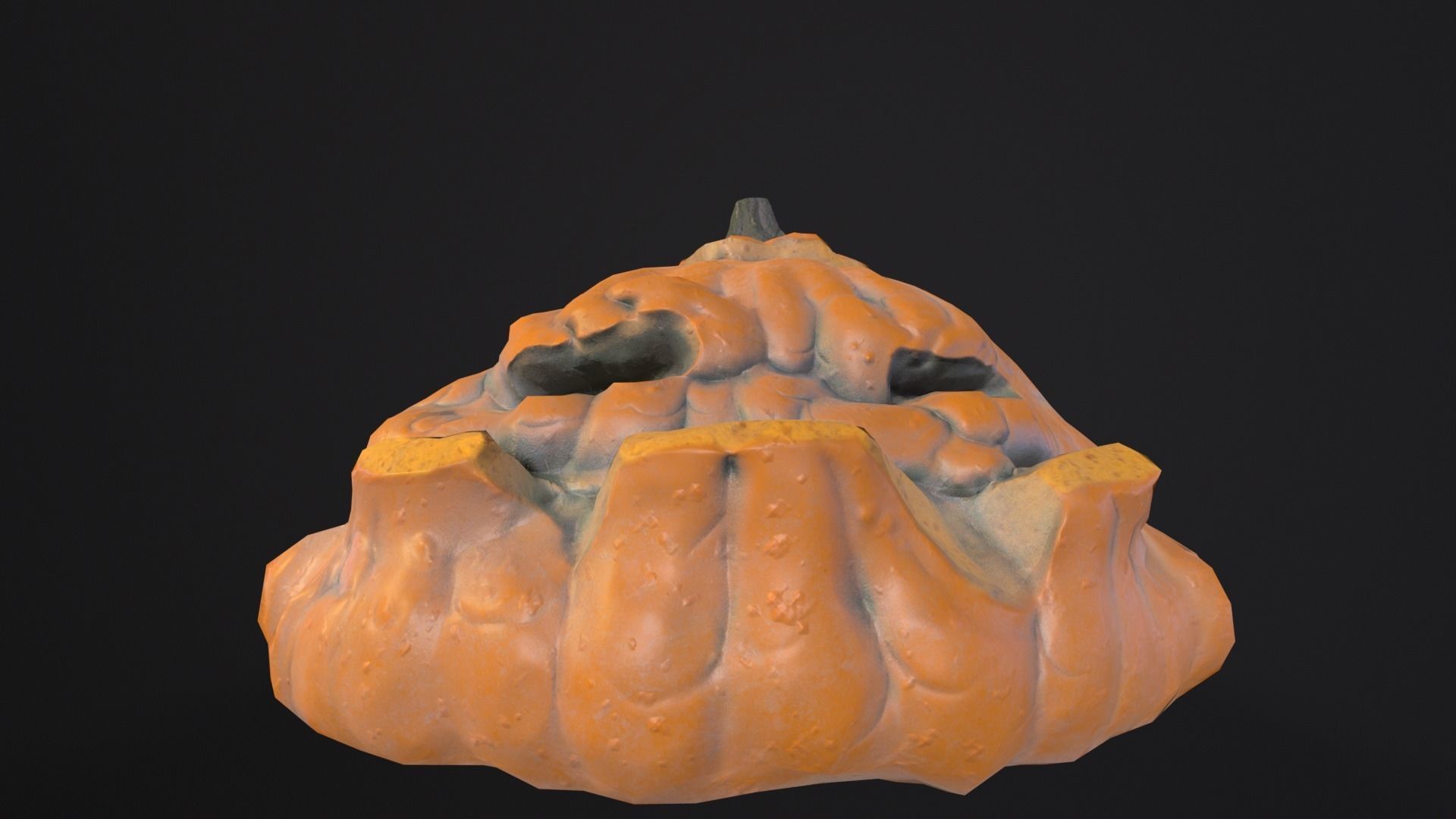 Halloween Rotten Pumpkin Low-poly 3D model_11