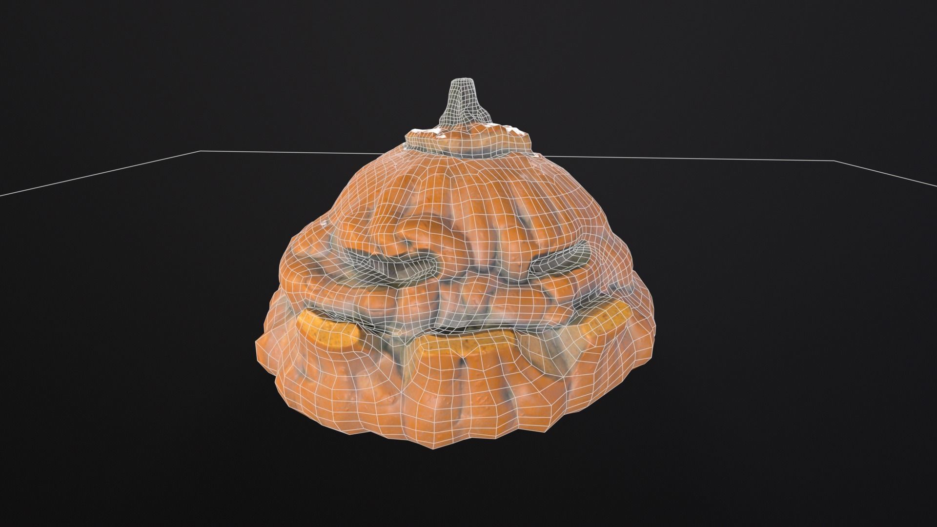 Halloween Rotten Pumpkin Low-poly 3D model_5