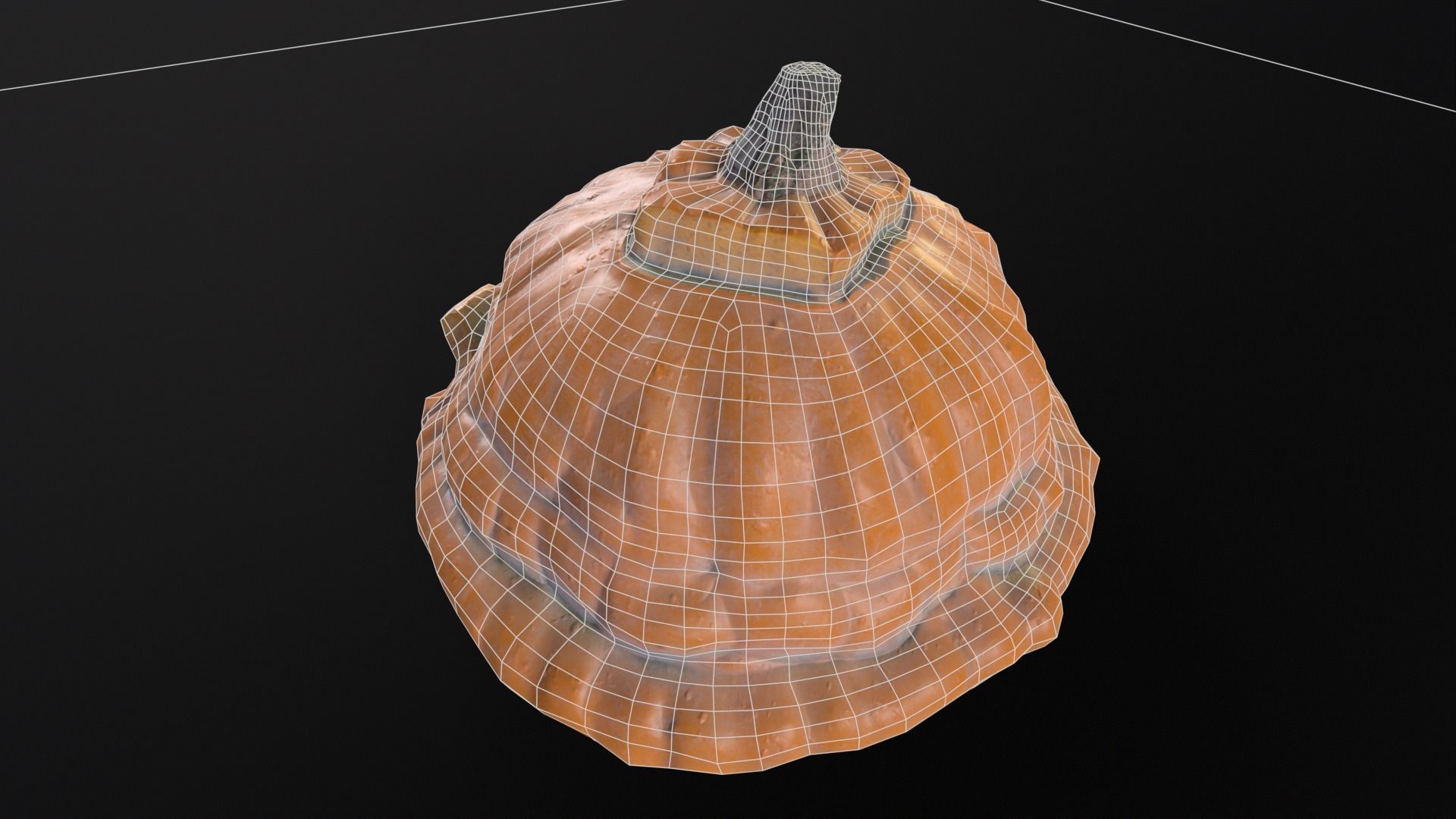 Halloween Rotten Pumpkin Low-poly 3D model_13