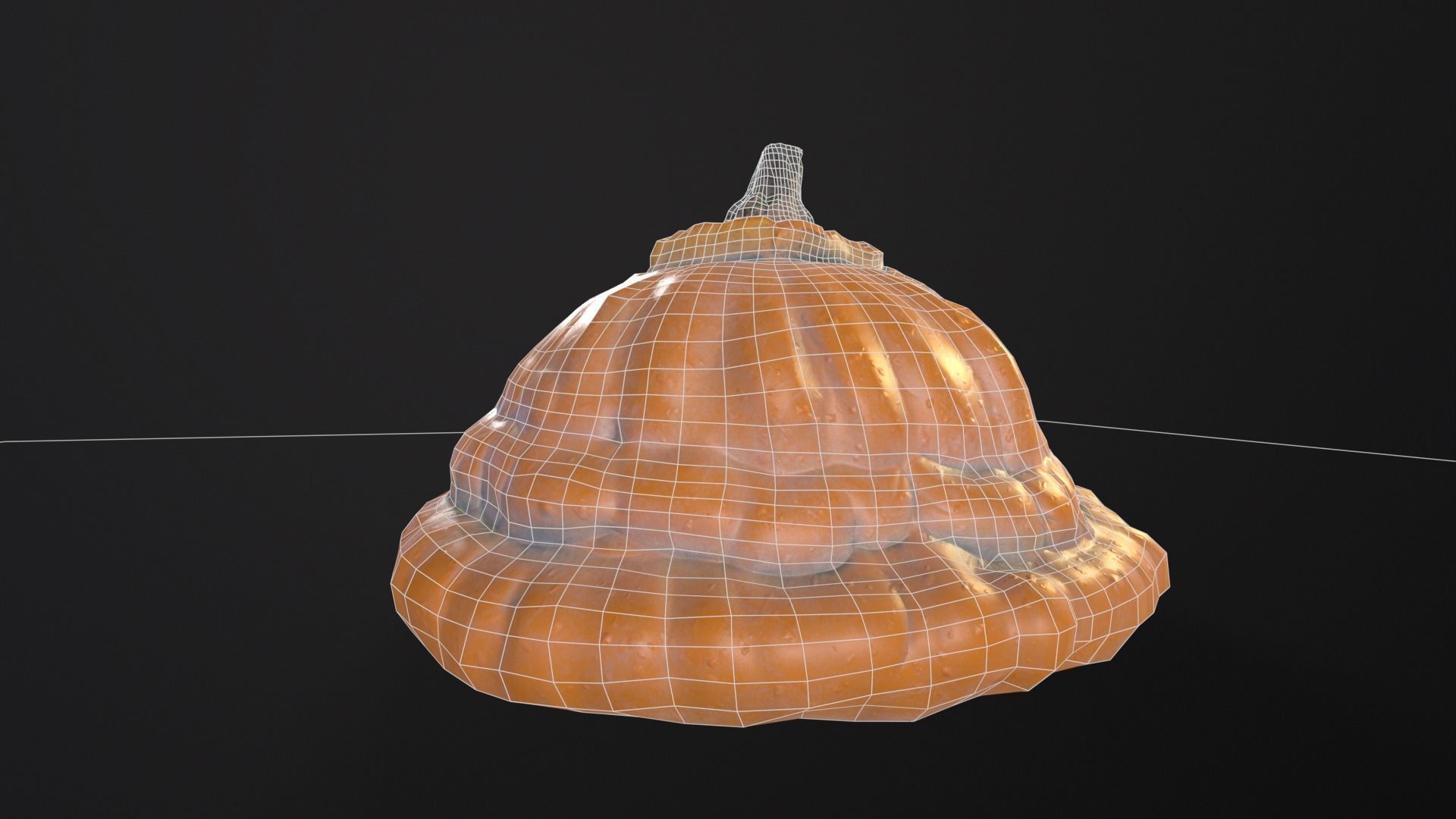 Halloween Rotten Pumpkin Low-poly 3D model_21