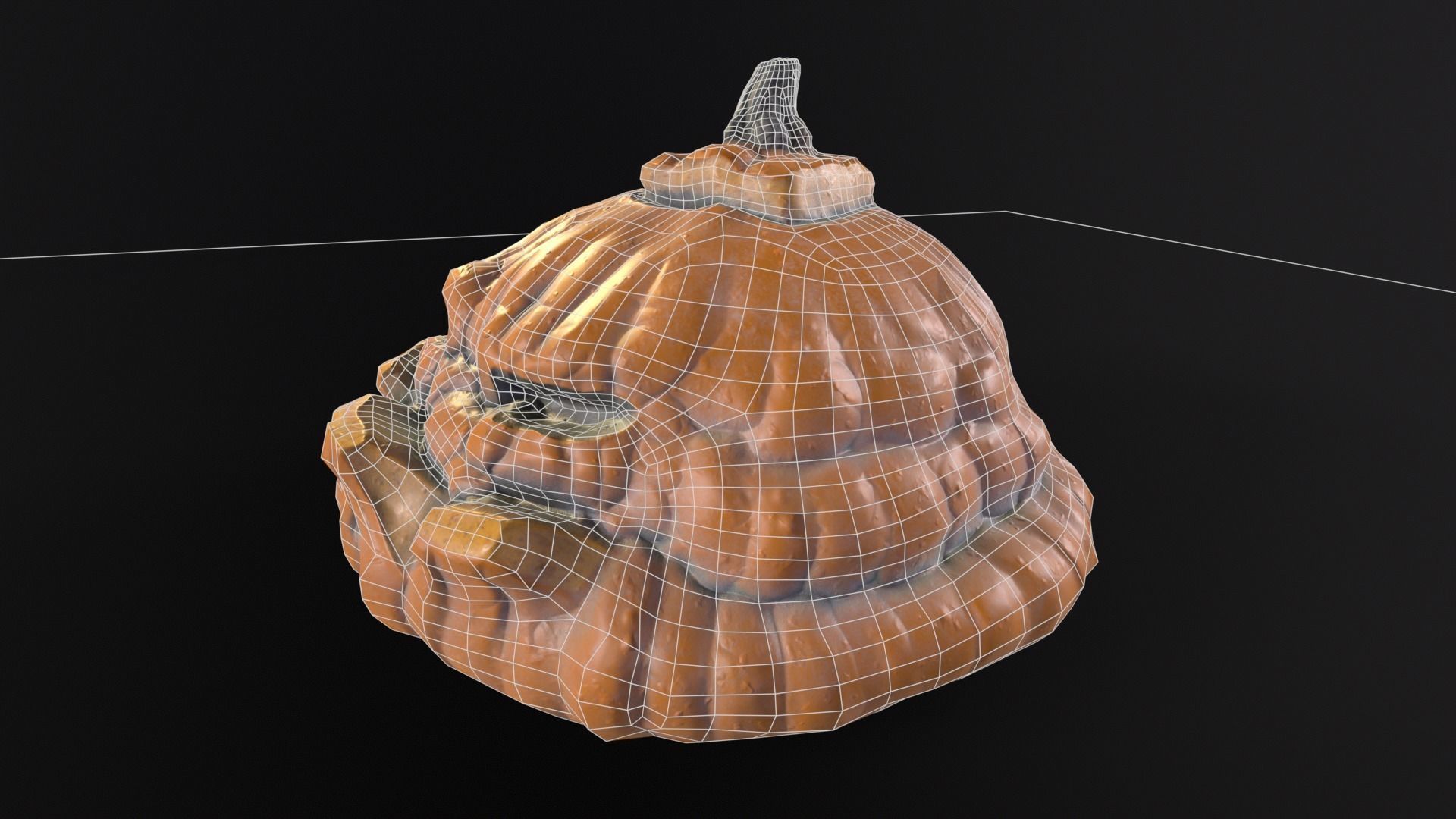 Halloween Rotten Pumpkin Low-poly 3D model_10