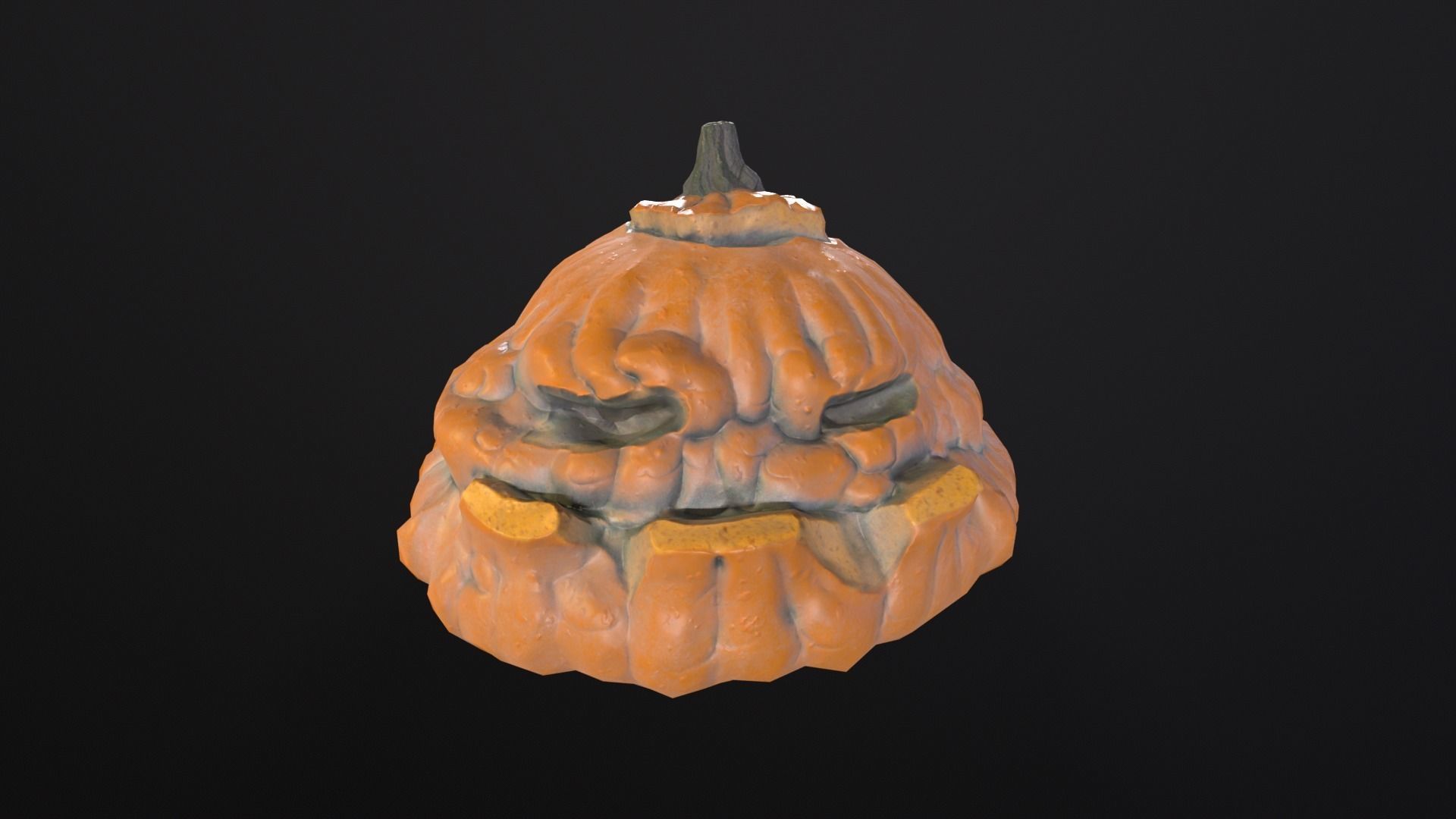 Halloween Rotten Pumpkin Low-poly 3D model_4