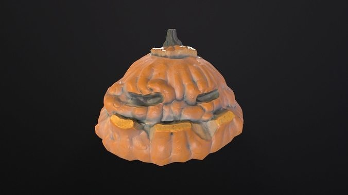 Halloween Rotten Pumpkin Low-poly 3D model 4