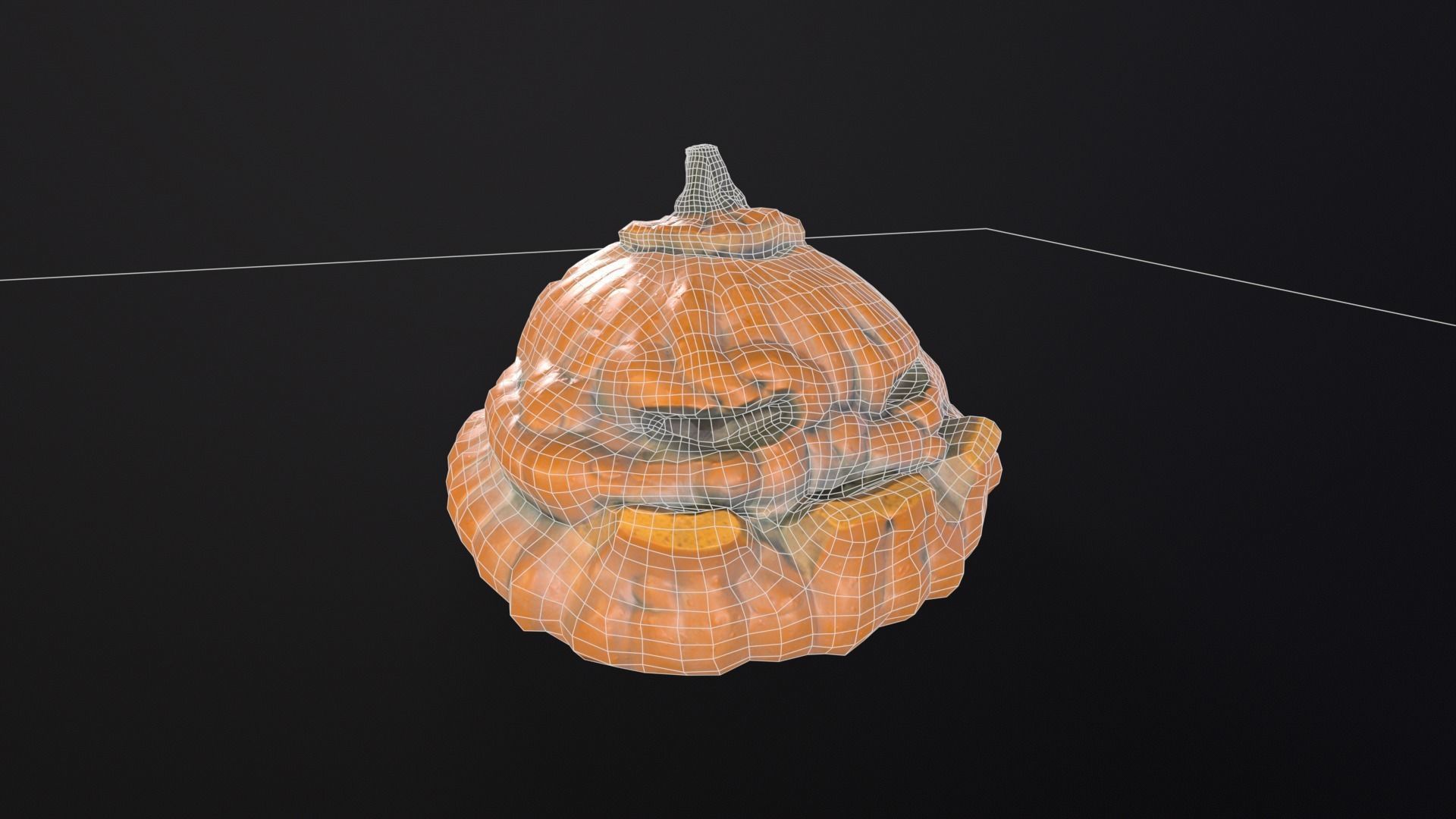Halloween Rotten Pumpkin Low-poly 3D model_6