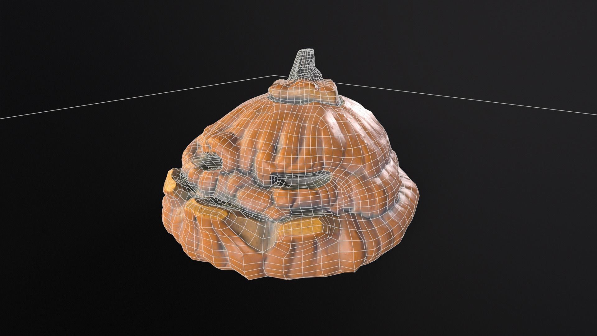 Halloween Rotten Pumpkin Low-poly 3D model_7