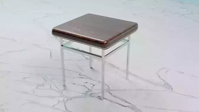 Wood and brushed steel end table