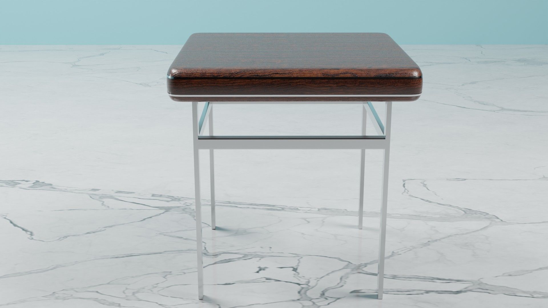 Wood and brushed steel end table 3D model_1
