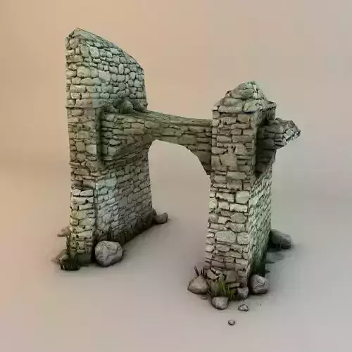 Ruins with plants and rocks