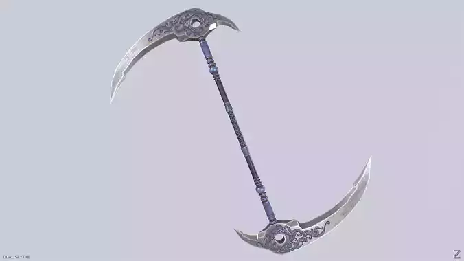Dual scythe Low-poly 3D model