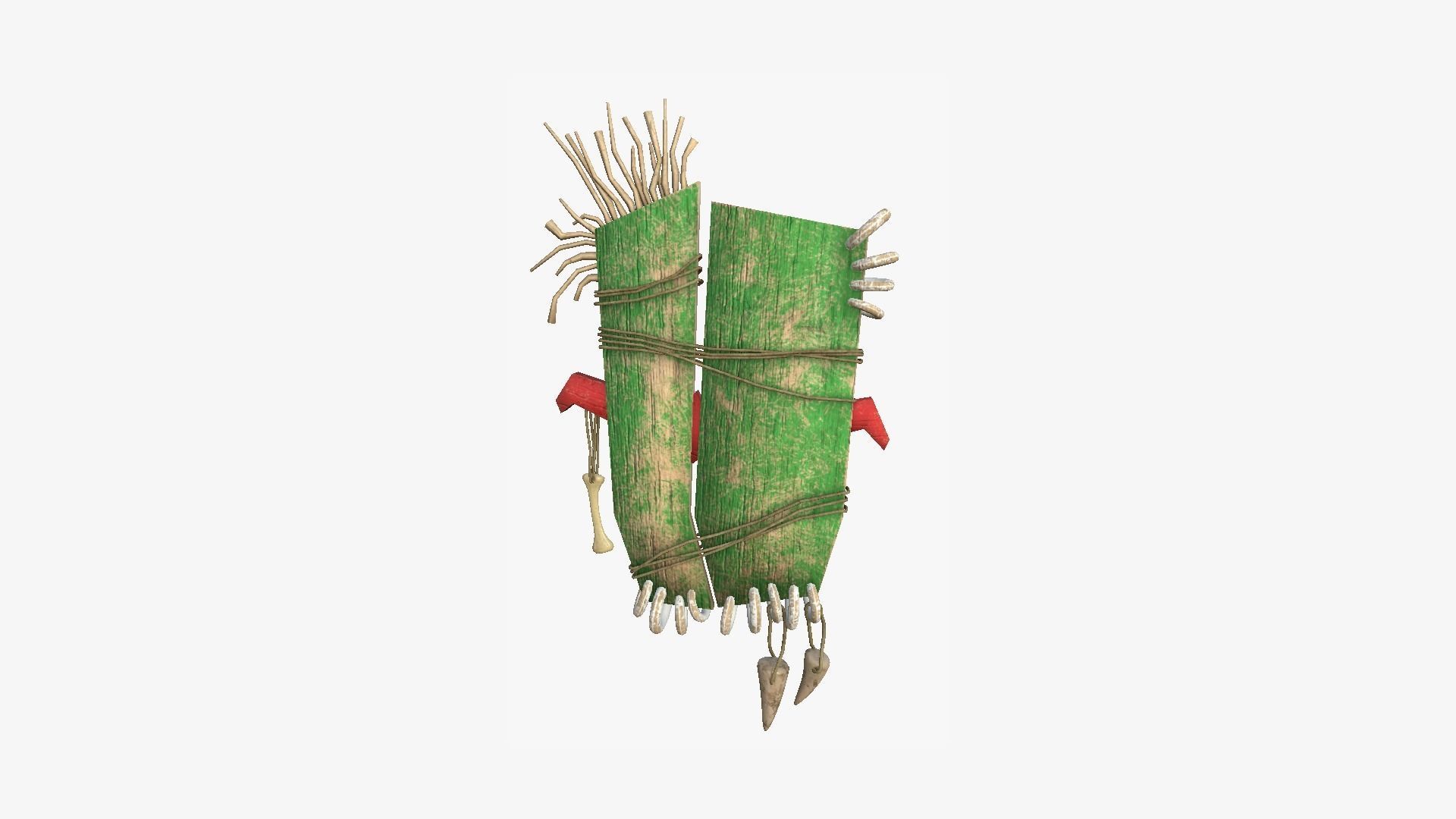 Tribal Mask B01 Green Red - Costume Character Design Low-poly 3D model_2