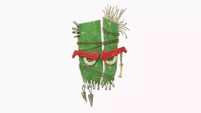 Tribal Mask B01 Green Red - Costume Character Design Low-poly 3D model