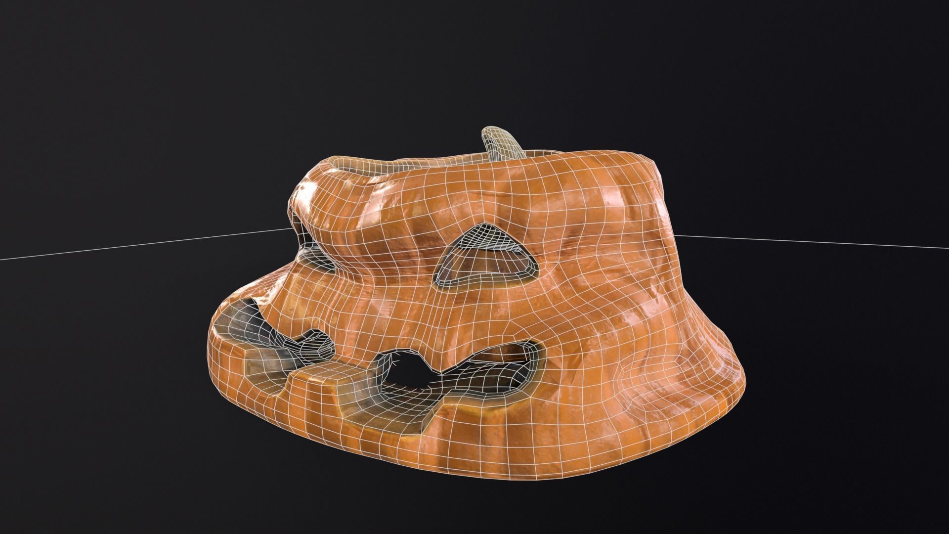 Halloween Rotten Pumpkin Low-poly 3D model_7