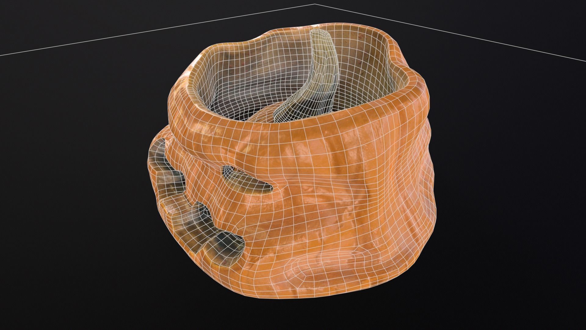 Halloween Rotten Pumpkin Low-poly 3D model_9