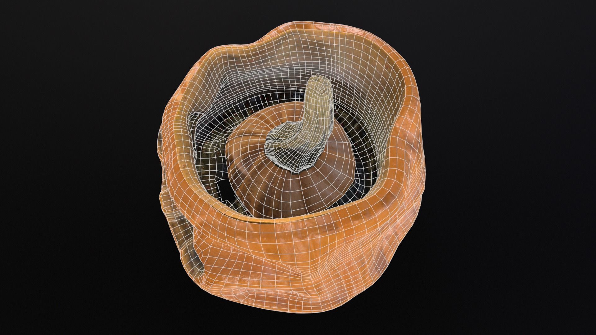 Halloween Rotten Pumpkin Low-poly 3D model_11