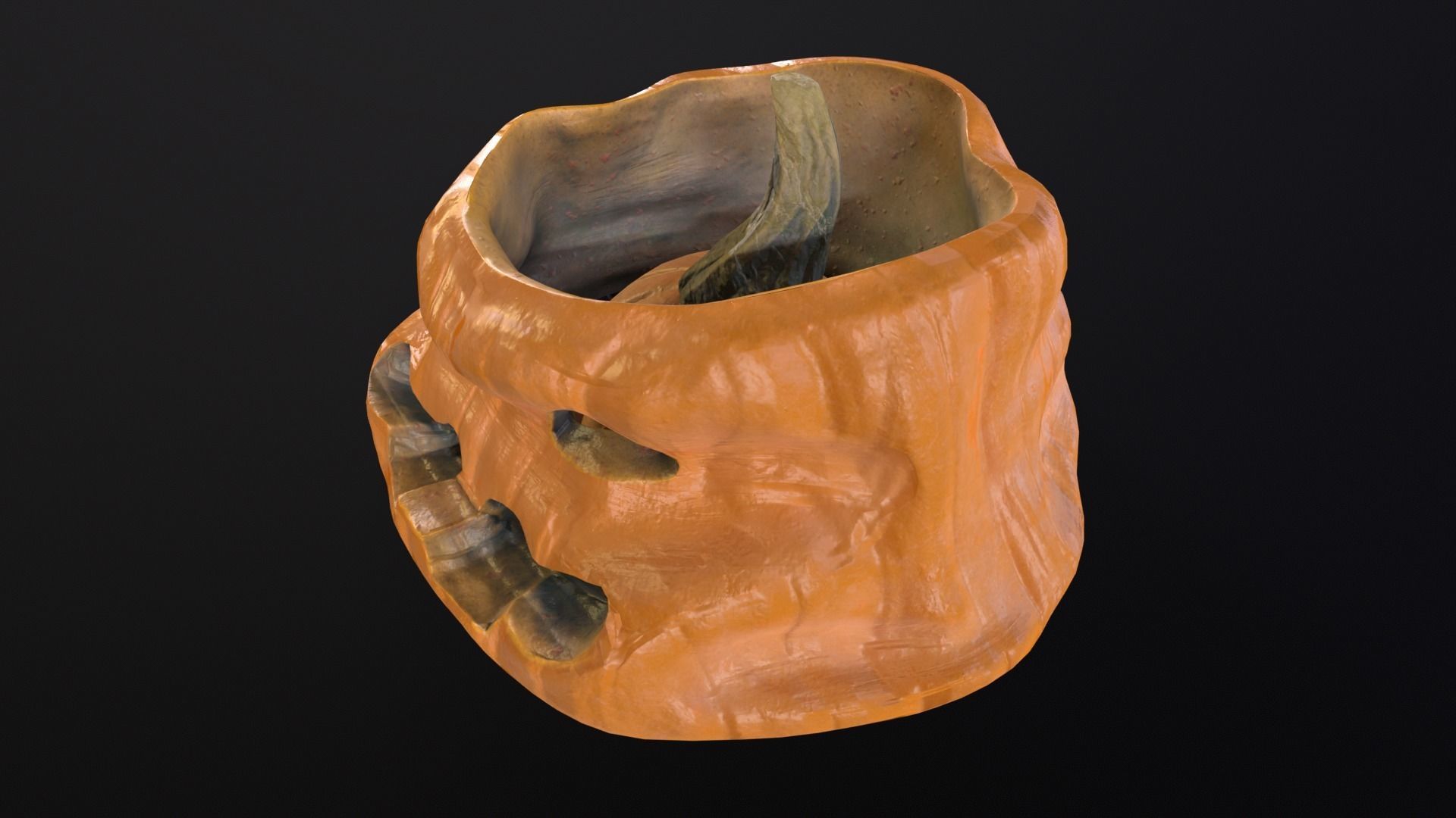 Halloween Rotten Pumpkin Low-poly 3D model_8