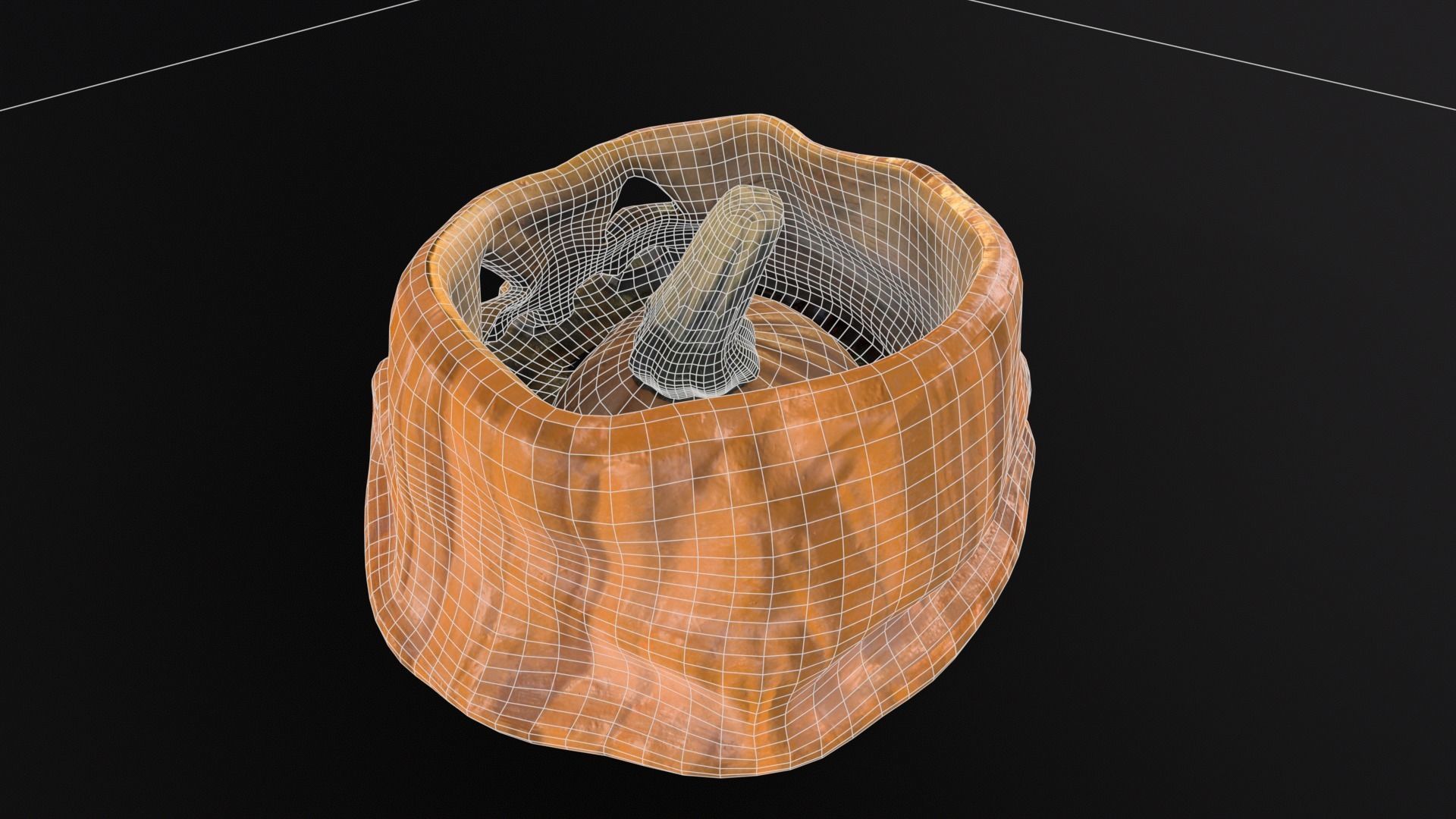 Halloween Rotten Pumpkin Low-poly 3D model_15