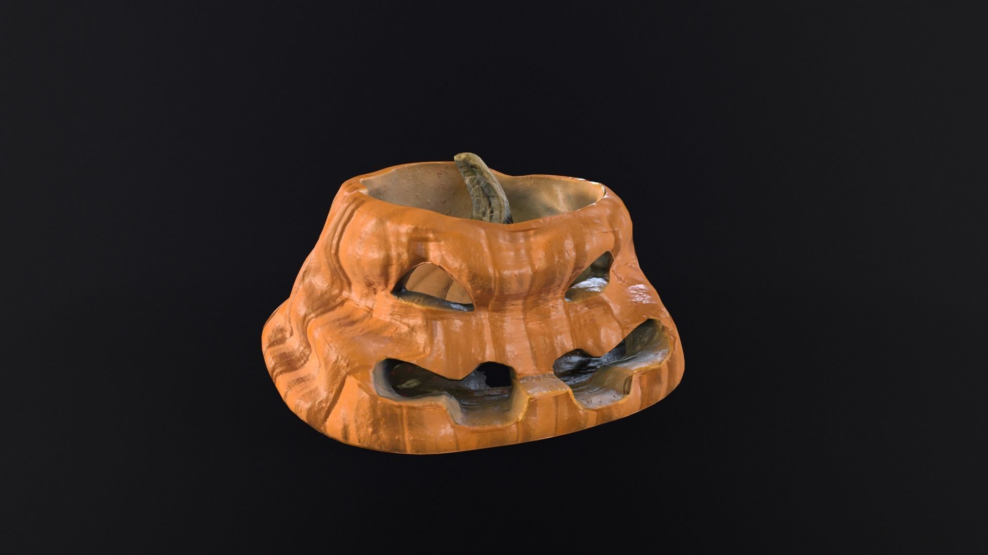 Halloween Rotten Pumpkin Low-poly 3D model_2