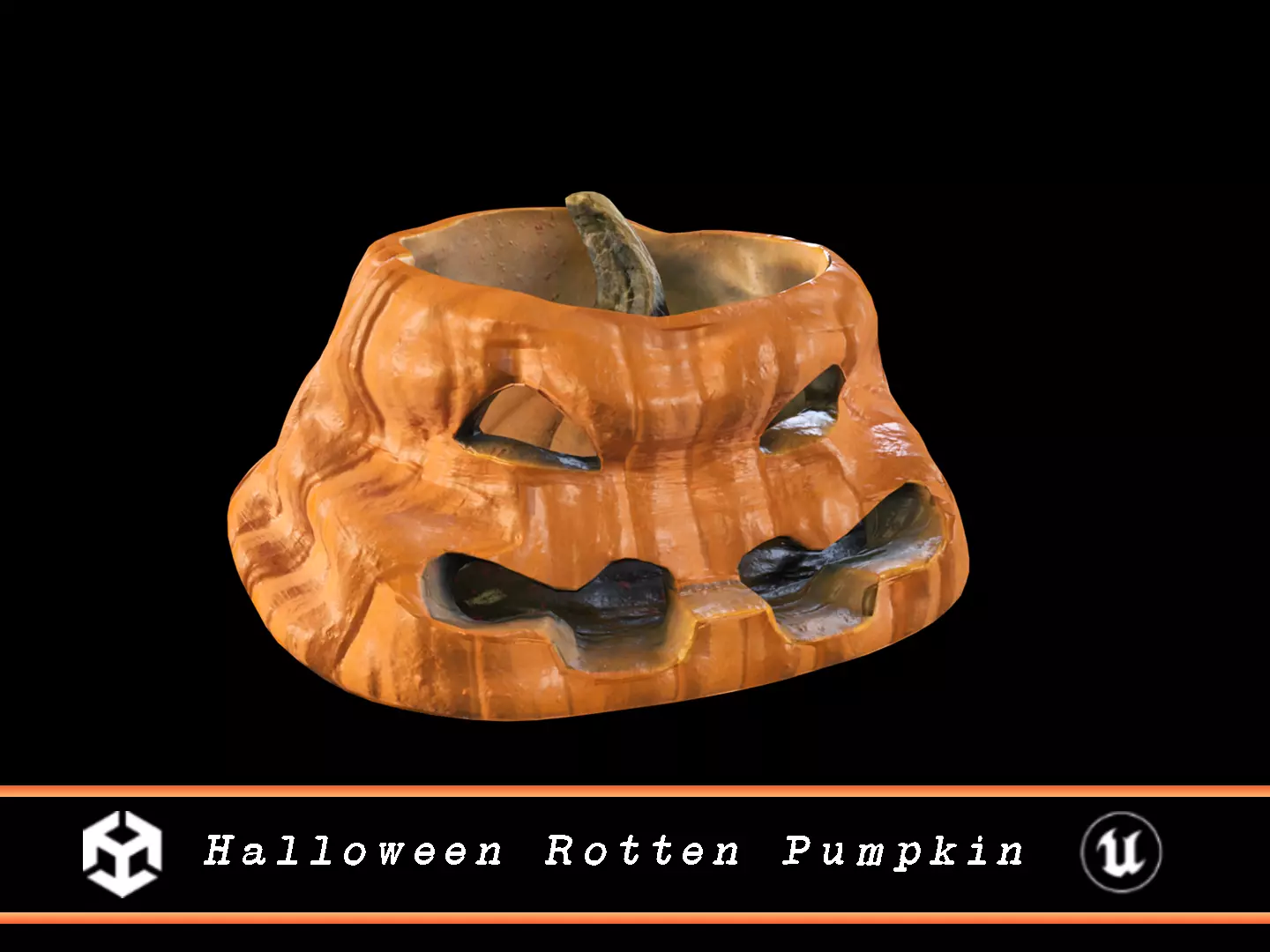Halloween Rotten Pumpkin Low-poly 3D model_0