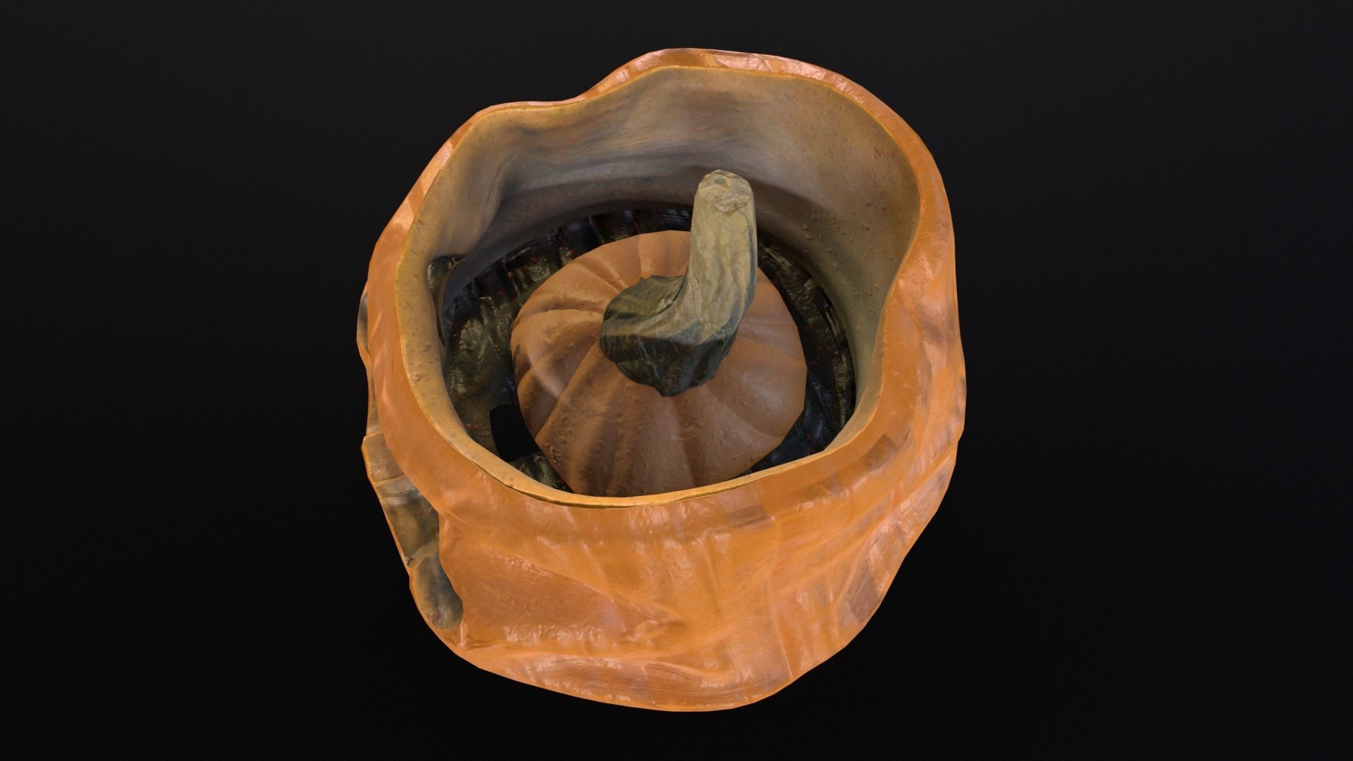 Halloween Rotten Pumpkin Low-poly 3D model_10