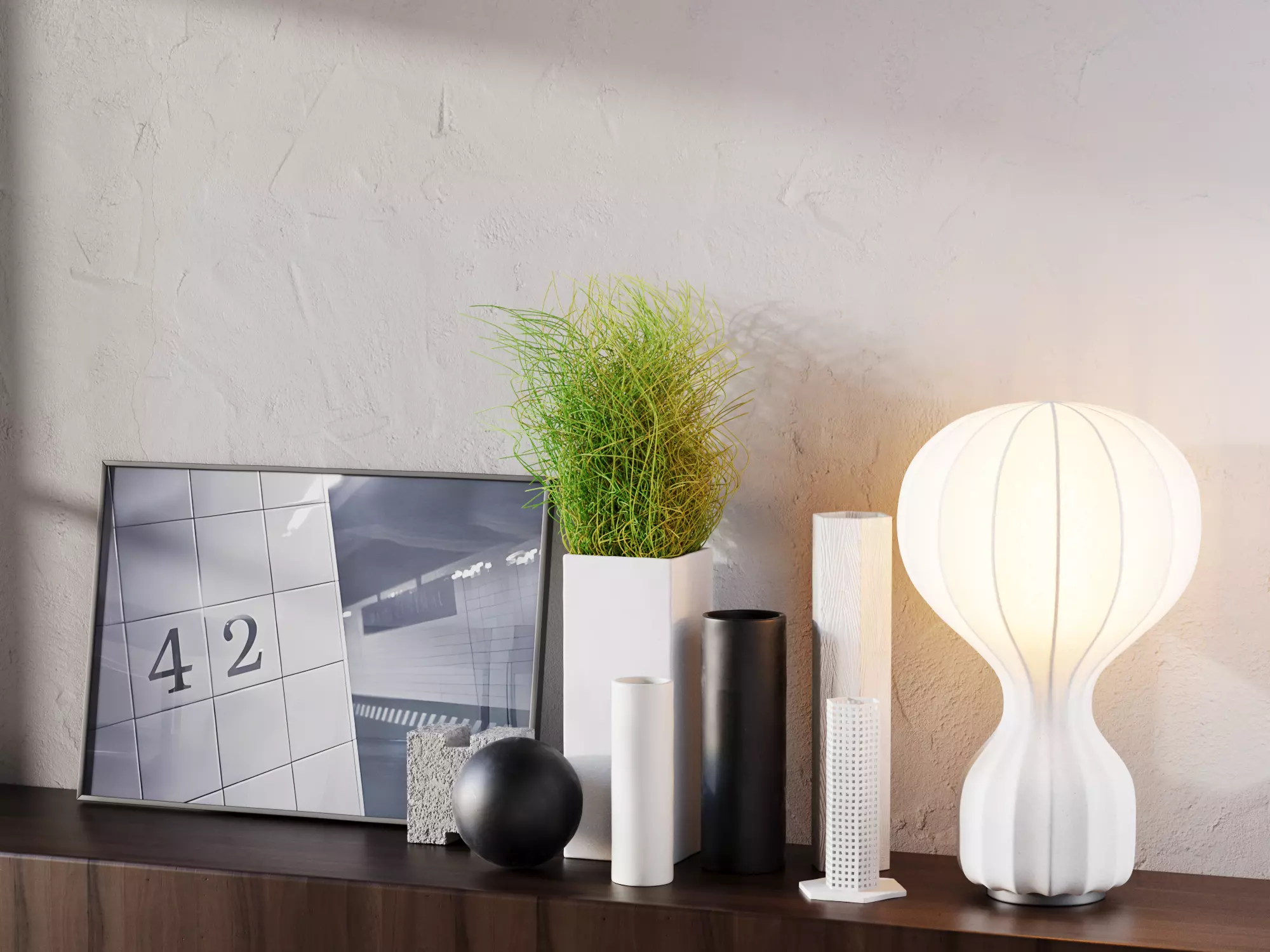 Gatto Lamp Plant and Decorative Objects 3D model_0