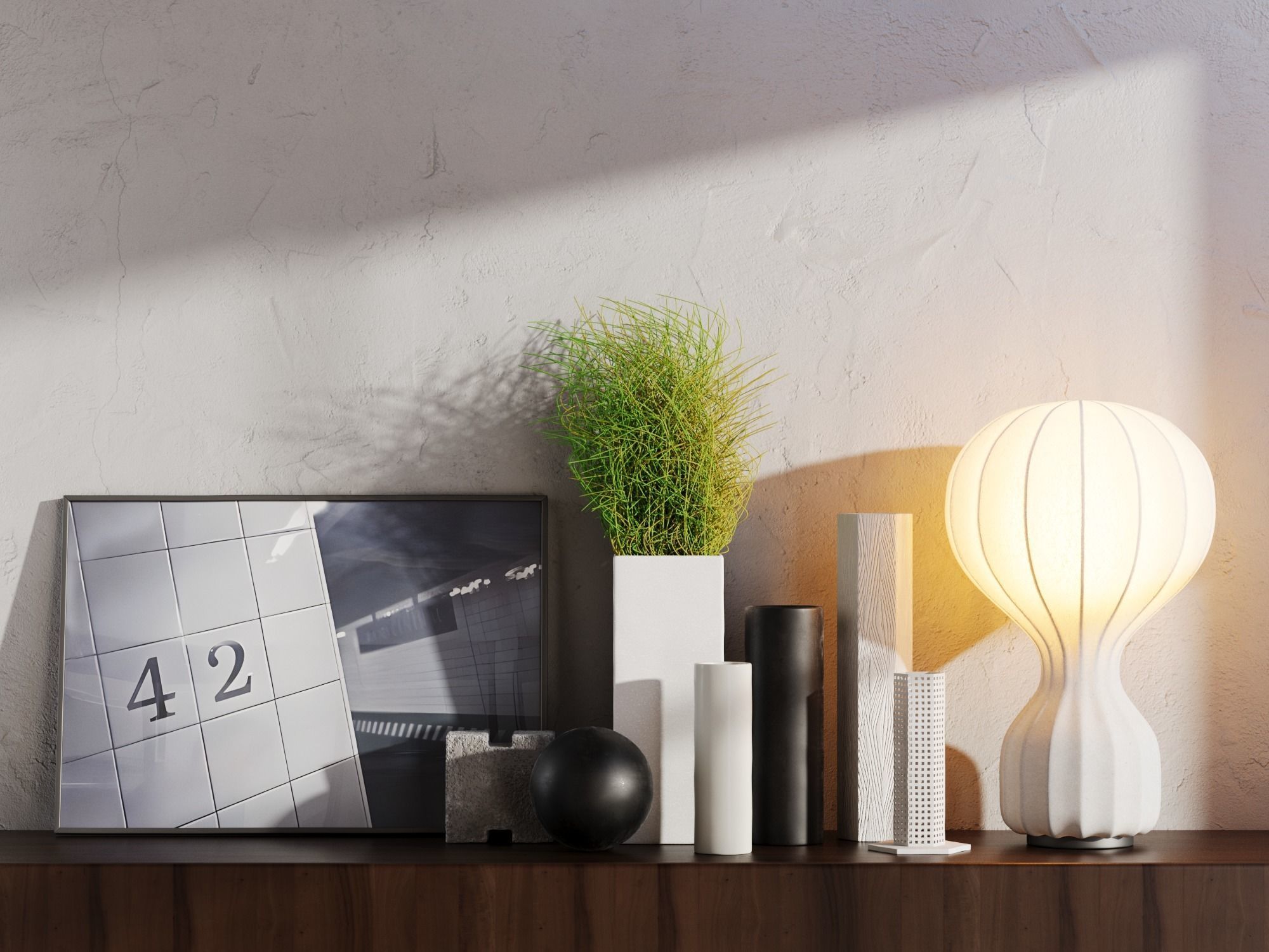 Gatto Lamp Plant and Decorative Objects 3D model_1