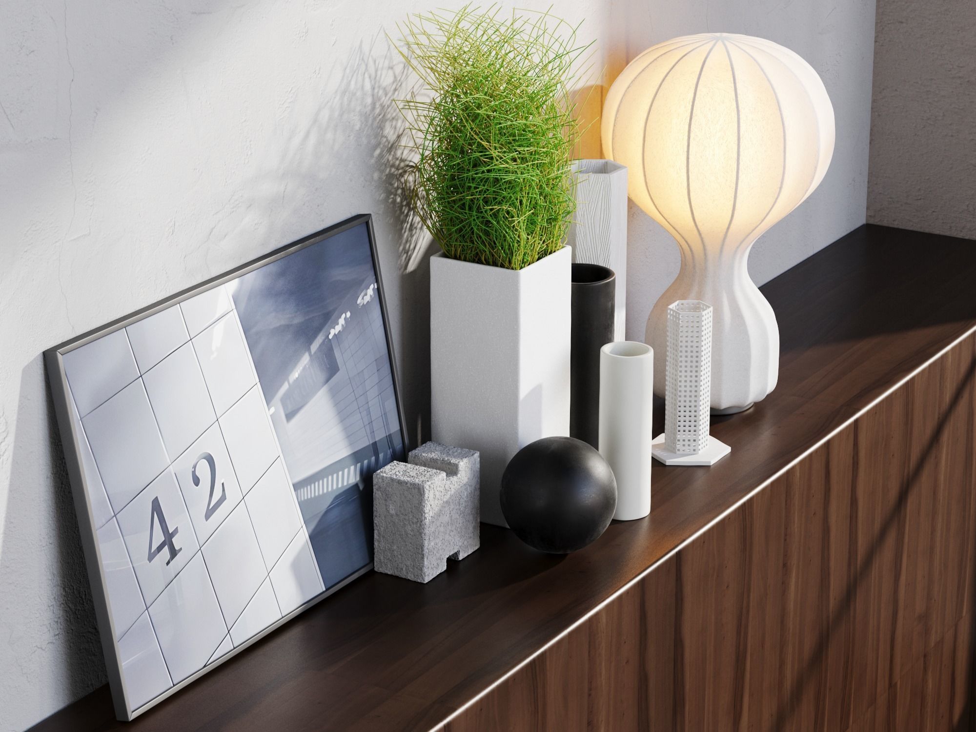 Gatto Lamp Plant and Decorative Objects 3D model_2