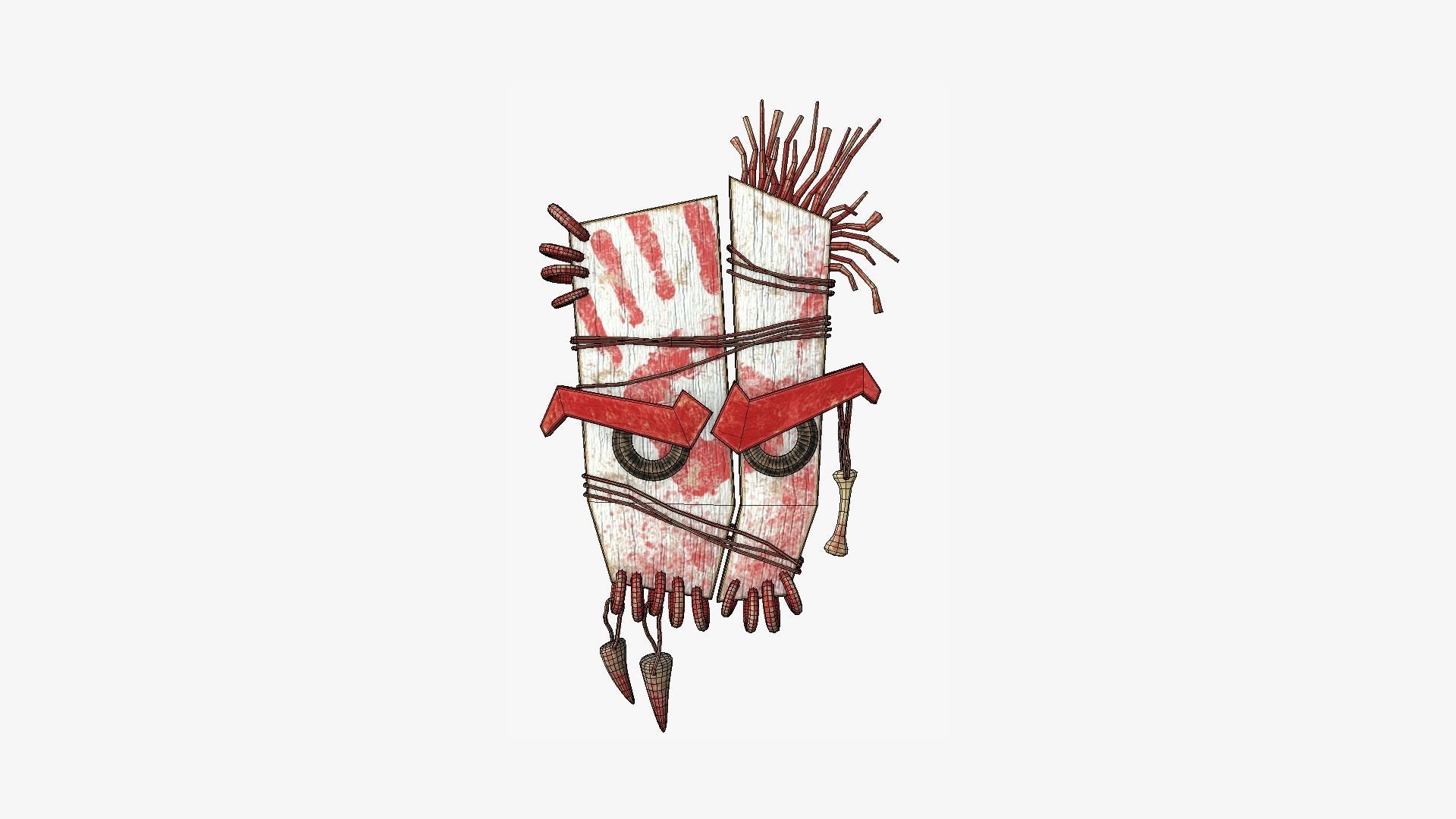 Tribal Mask B02 White Bloody - Costume Character Design Low-poly 3D model_6
