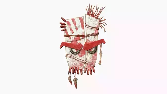 Tribal Mask B02 White Bloody - Costume Character Design Low-poly 3D model