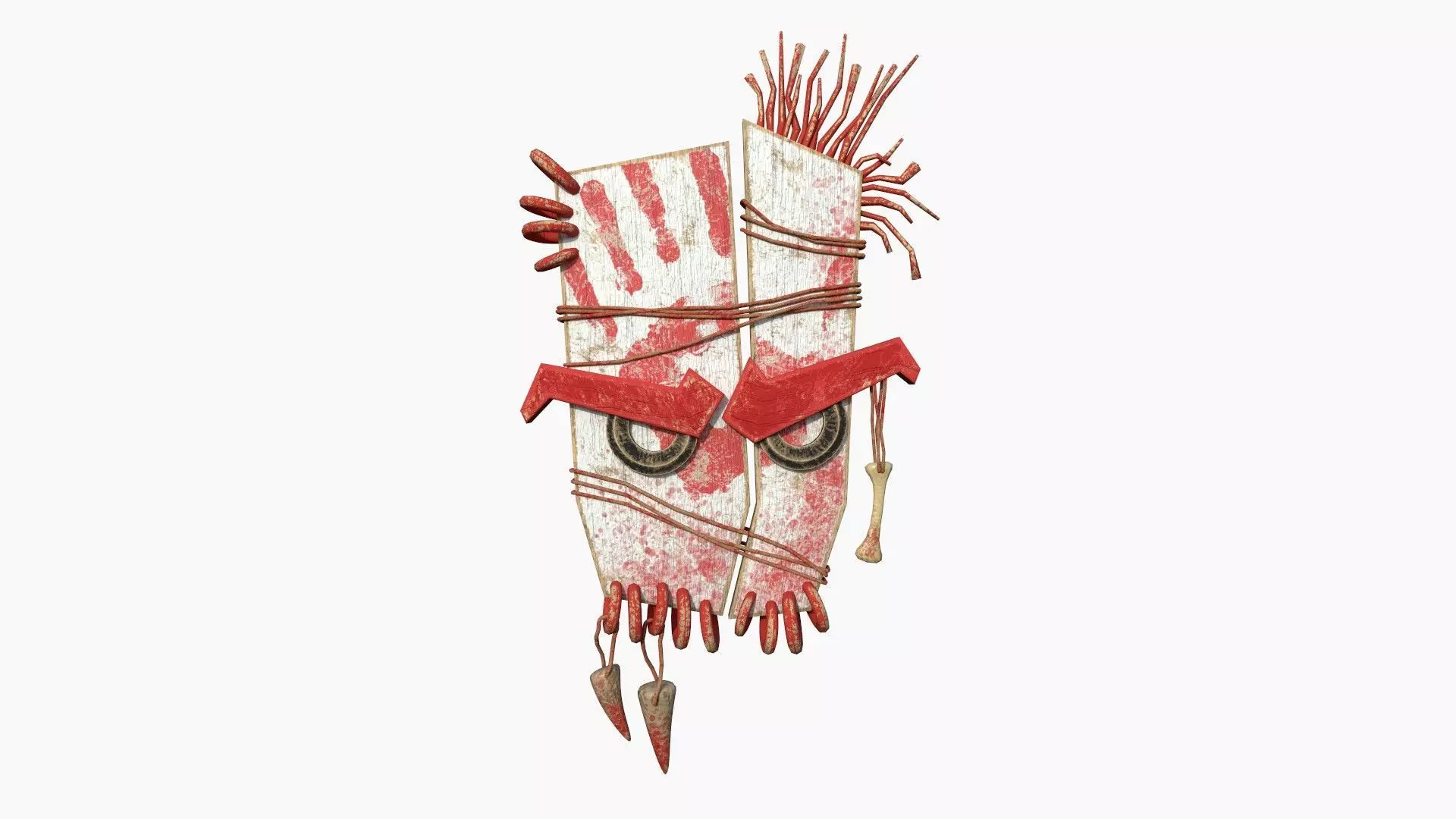 Tribal Mask B02 White Bloody - Costume Character Design Low-poly 3D model_0