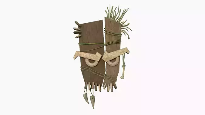 Tribal Mask B03 Full Wood - Costume Character Design Low-poly 3D model