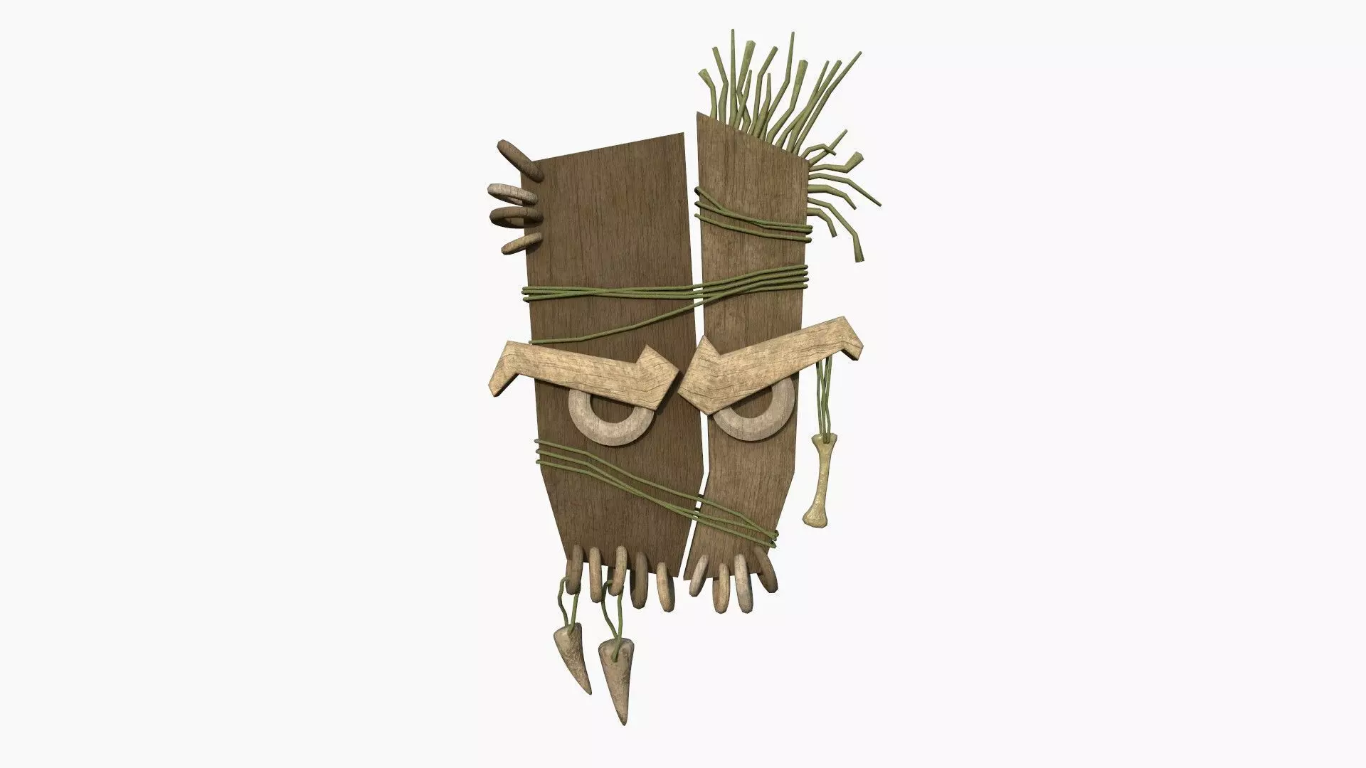 Tribal Mask B03 Full Wood - Costume Character Design Low-poly 3D model_0