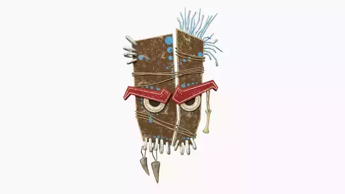 Tribal Mask B04 Brown Blue - Costume Character Design Low-poly 3D model