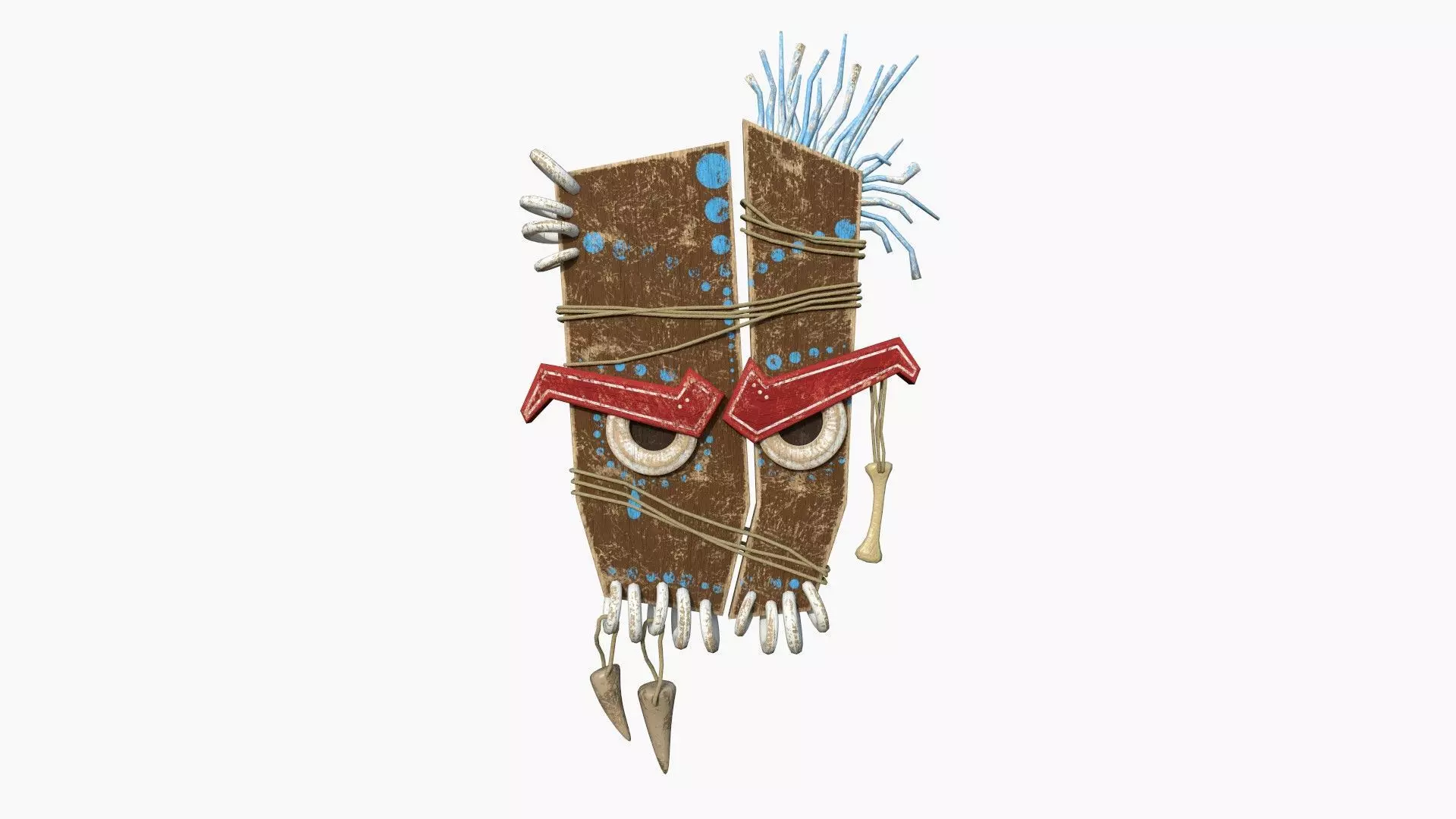Tribal Mask B04 Brown Blue - Costume Character Design Low-poly 3D model_0