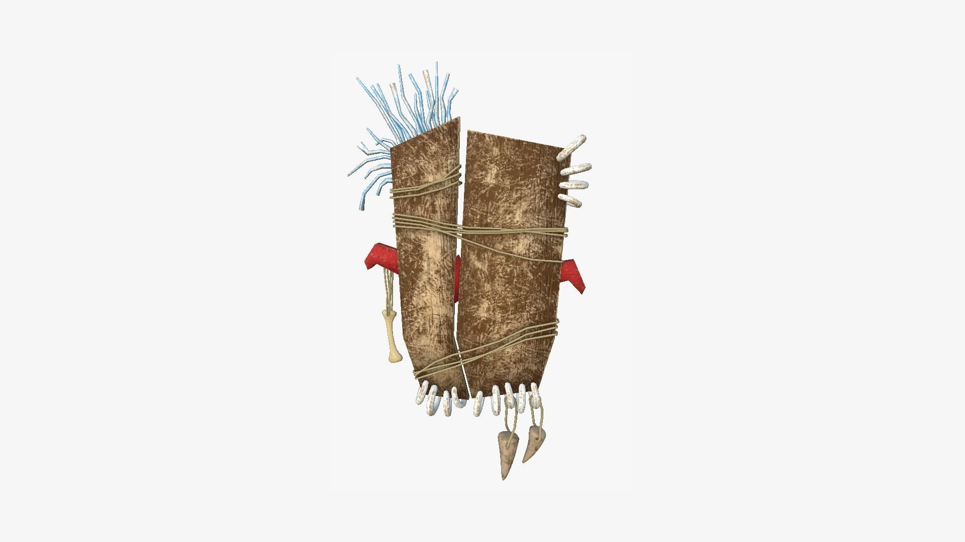 Tribal Mask B04 Brown Blue - Costume Character Design Low-poly 3D model_2