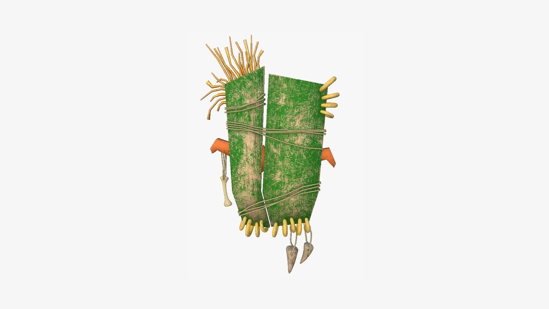 Tribal Mask B05 Green Orange - Costume Character Design Low-poly 3D model_2
